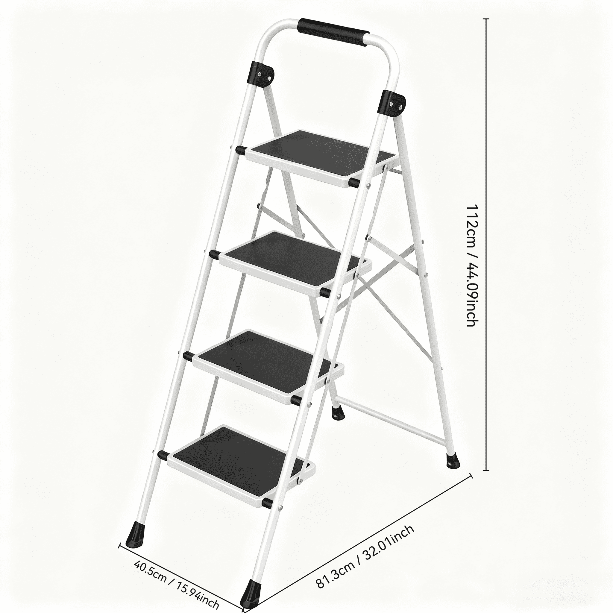 edx 4-Step Folding Step Stool for Adults (Black, 330 lb Capacity) mt8ui - Image 6