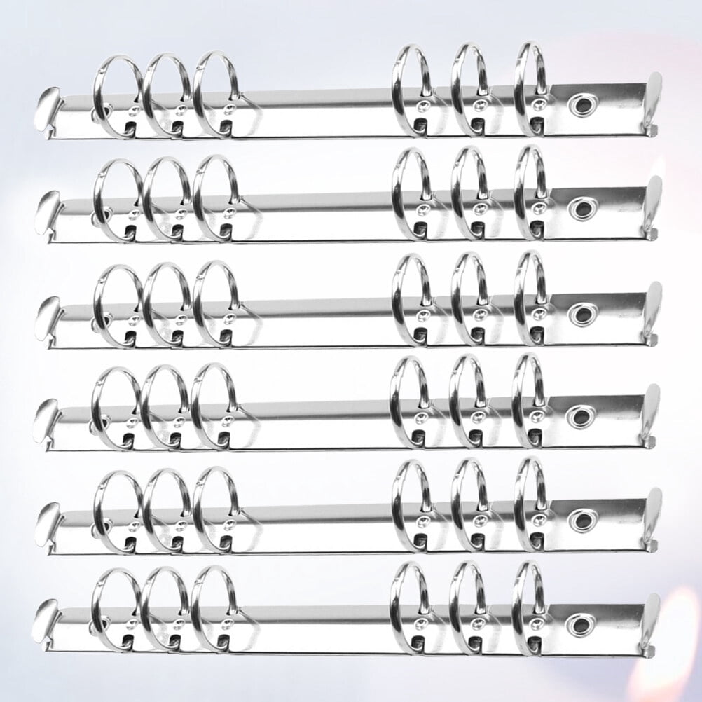 FUEENIRVA 6-Ring Metal Binder Mechanism for DIY Scrapbook and Planner (Silver, 6-Pack) zcl21