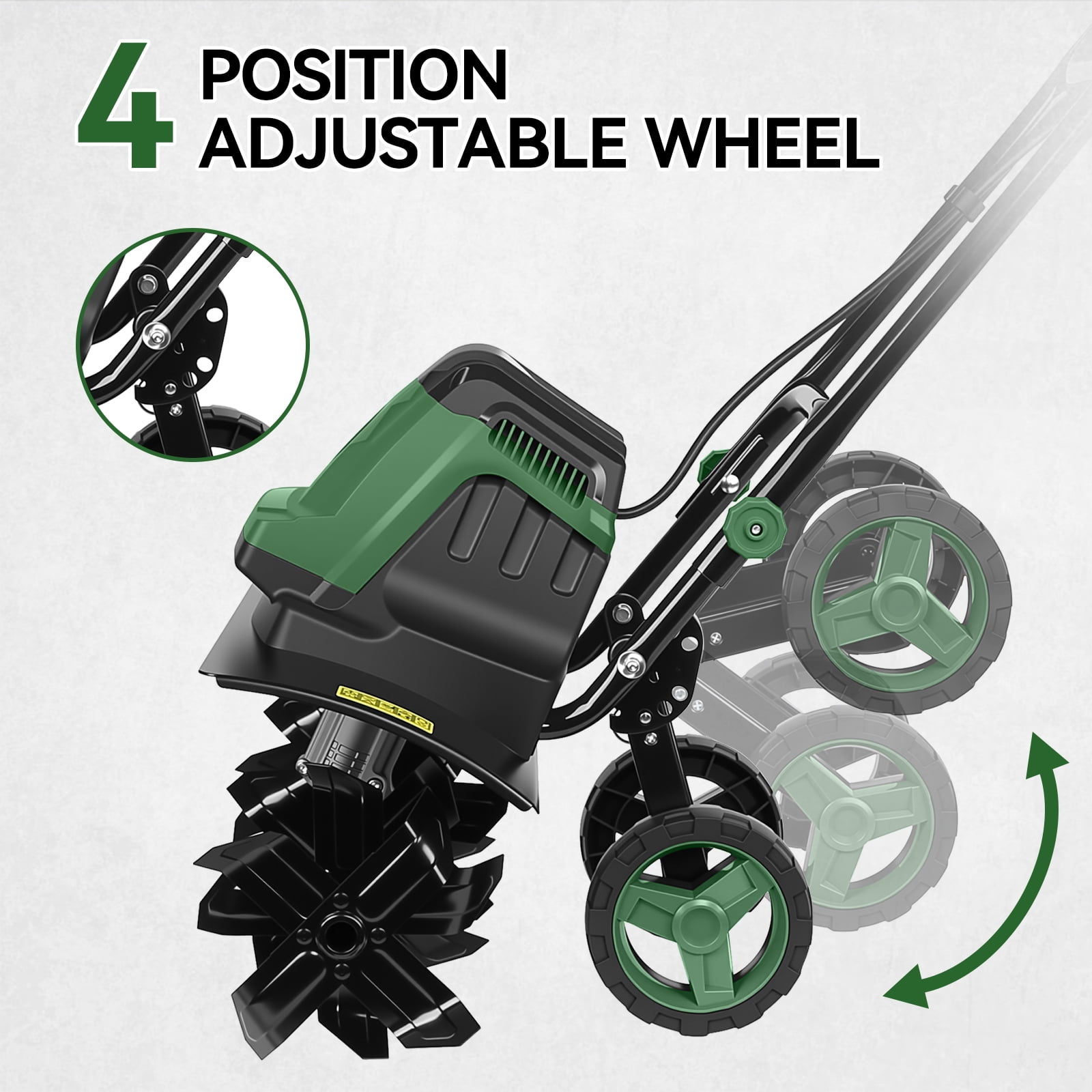 Prostormer 18 inch Electric Garden Tiller, 15 Amp Cultivator with 24 Steel Tines, 8.7 inch Tilling Depth, Adjustable Wheels and Foldable Handle ztou8