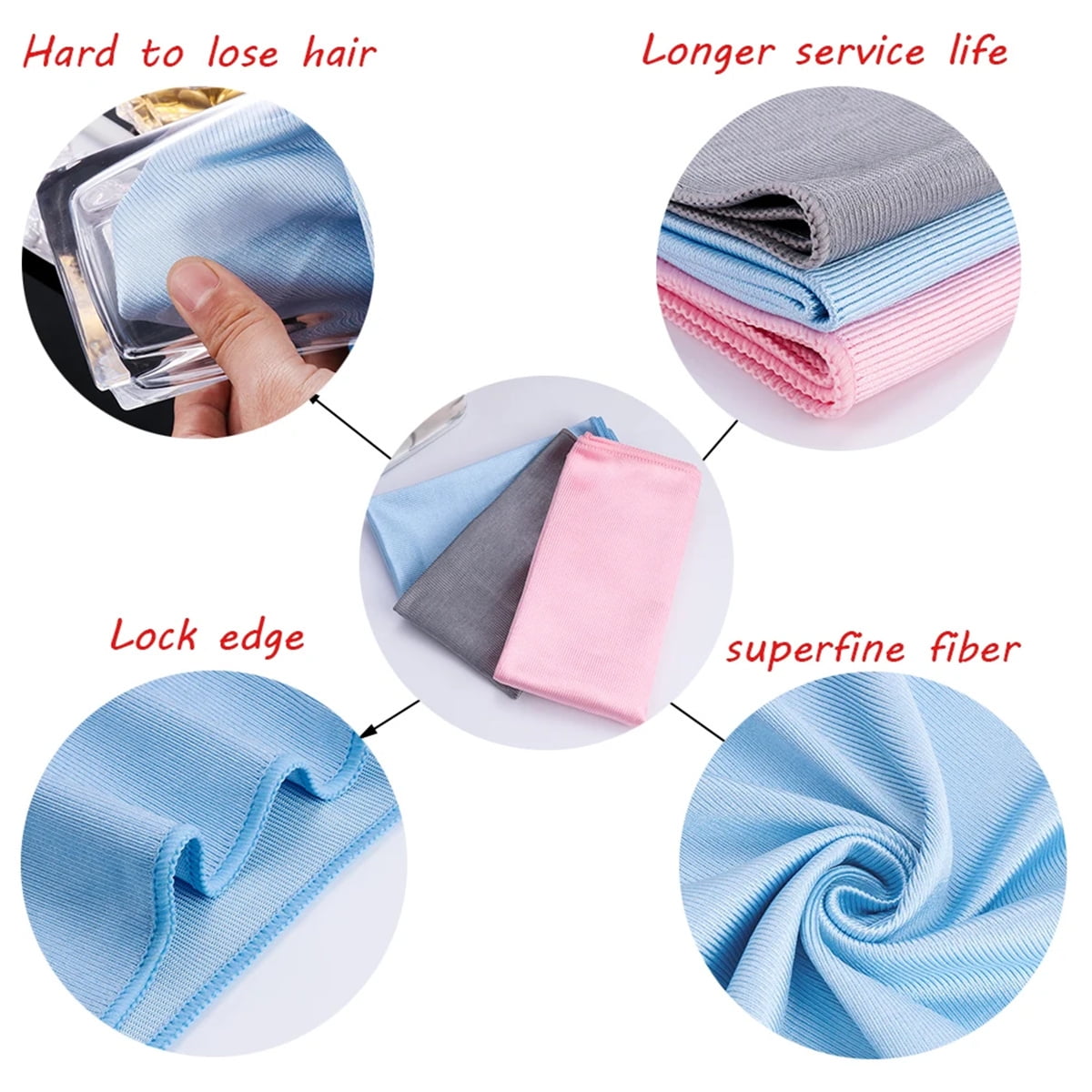 TRIANI Microfiber Glass Cleaning Cloths, Streak-Free Detailing for Windows, Mirrors, and Car Windshields (Blue, 10 Pack, 12 in x 16 in) 7883t