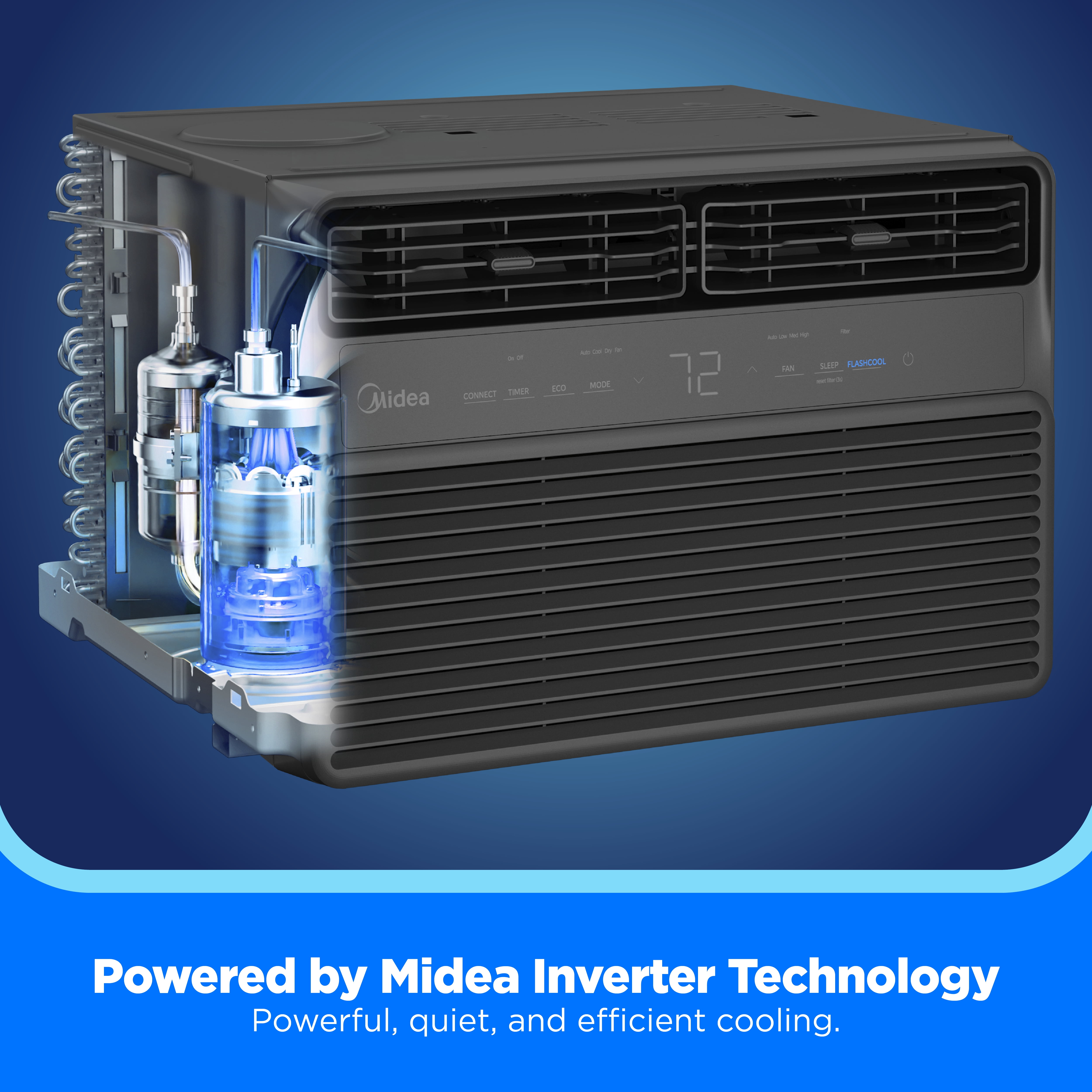 Midea 12,000 BTU Smart Inverter Window Air Conditioner, Quiet Cooling for Rooms Up to 550 sq ft, Wi-Fi Enabled (Black, 51 lb) 517cf