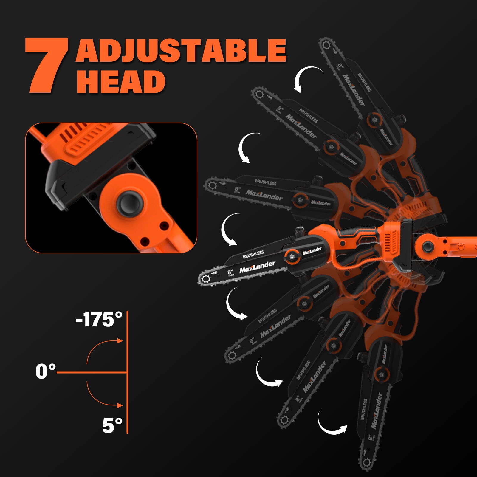 Maxlander 2-in-1 Cordless Pole Saw and Mini Chainsaw, Electric Tree Trimmer with 14ft Reach (8 in, 20V Battery) fh99i