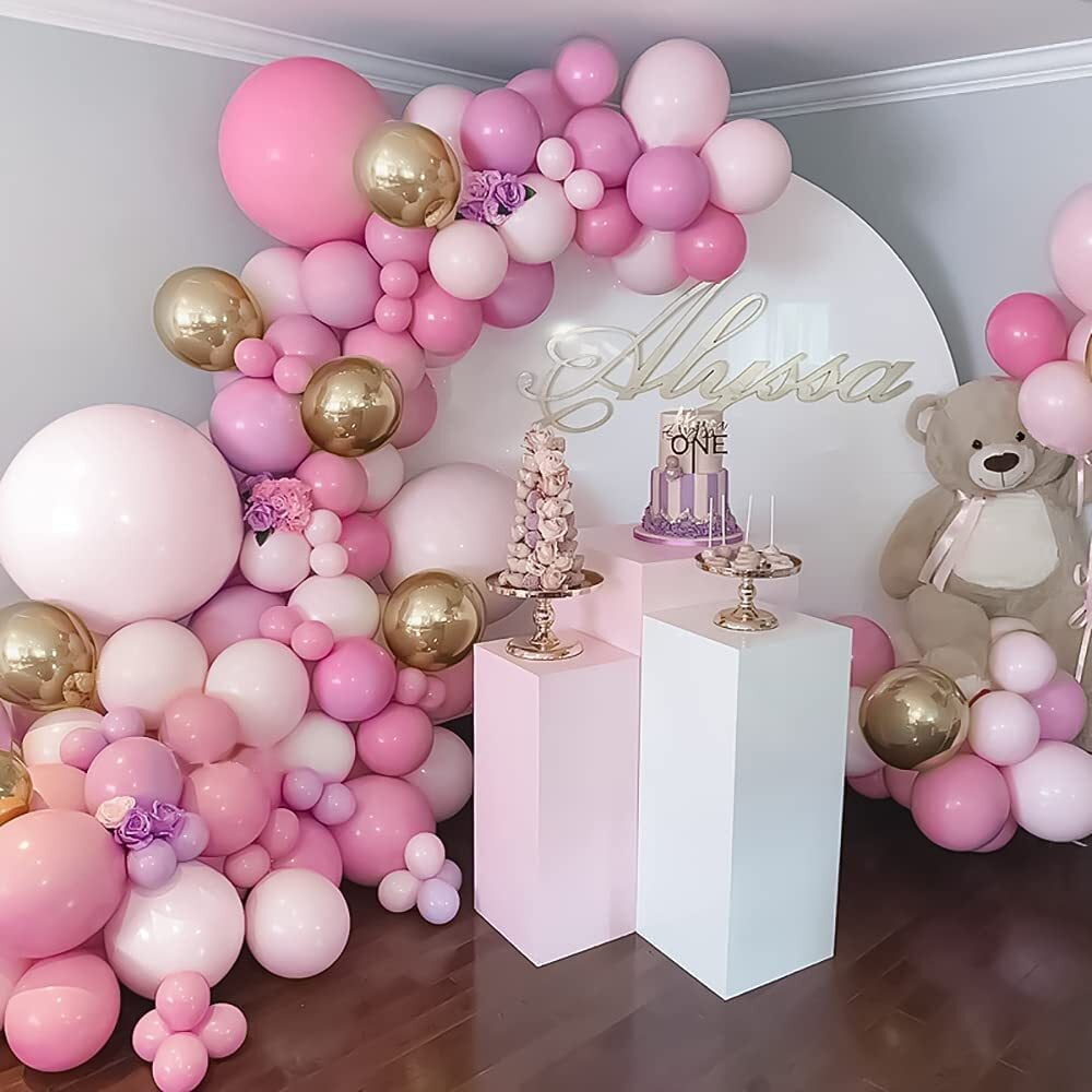 MMTX Pink Balloon Garland Arch Kit with Confetti and Rose Gold 4D Balloons for Party Decorations (86 Piece Set) en75q