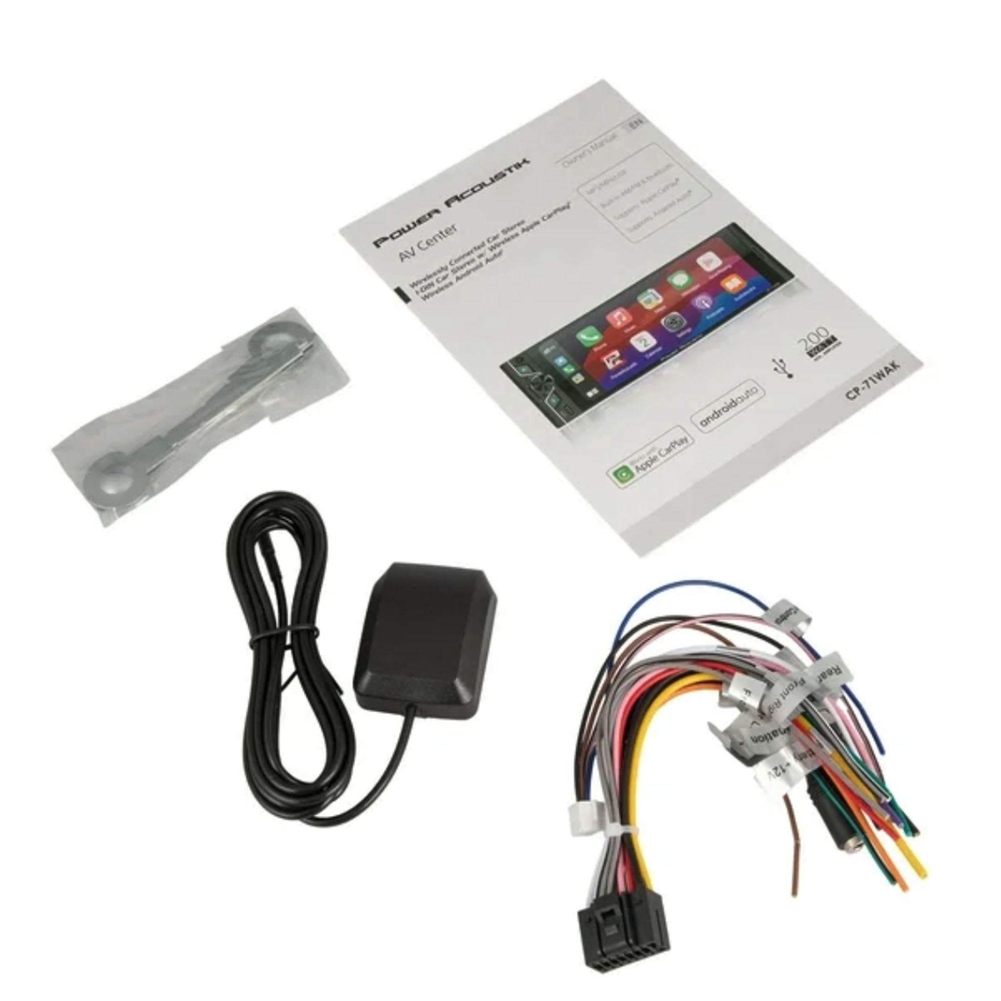 Power Acoustik CP-71WA Single DIN Car Stereo with 6.5 in Touchscreen, Wireless Apple CarPlay and Android Auto (6.5 in) xc2v1