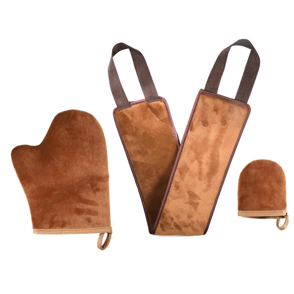 yotijay Self Tanning Back Applicator Mitt Set for Streak-Free Sunless Lotion and Mousse Application (Brown, 2-Piece Set) 123by