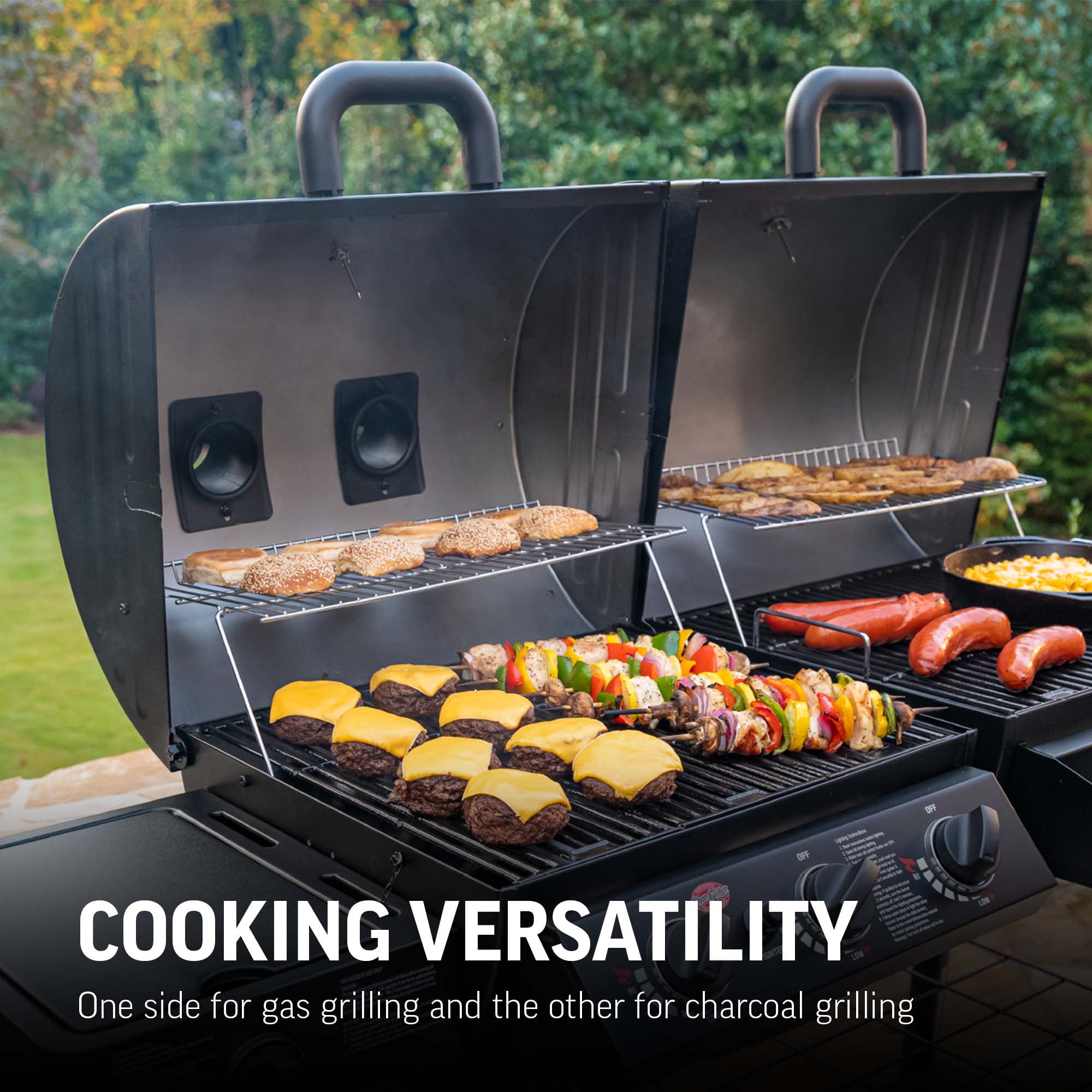 Char-Griller Dual Function Gas and Charcoal Grill (Black, 24000 BTU) f80wu