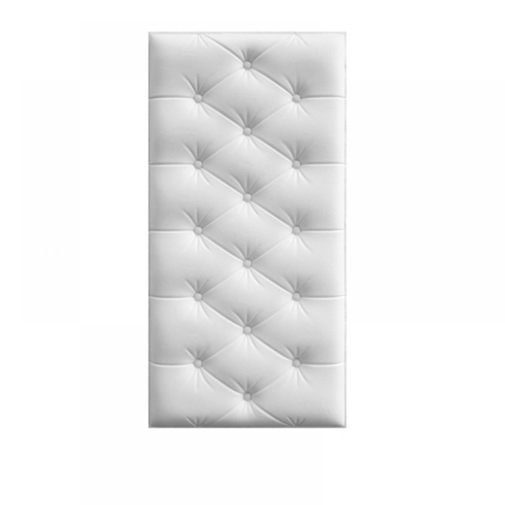 Rubrum Rosa 3D Self-Adhesive Wall Cushion Panels, Anti-Collision Upholstered Headboard Decor (White, 24 in x 12 in) 34wmg