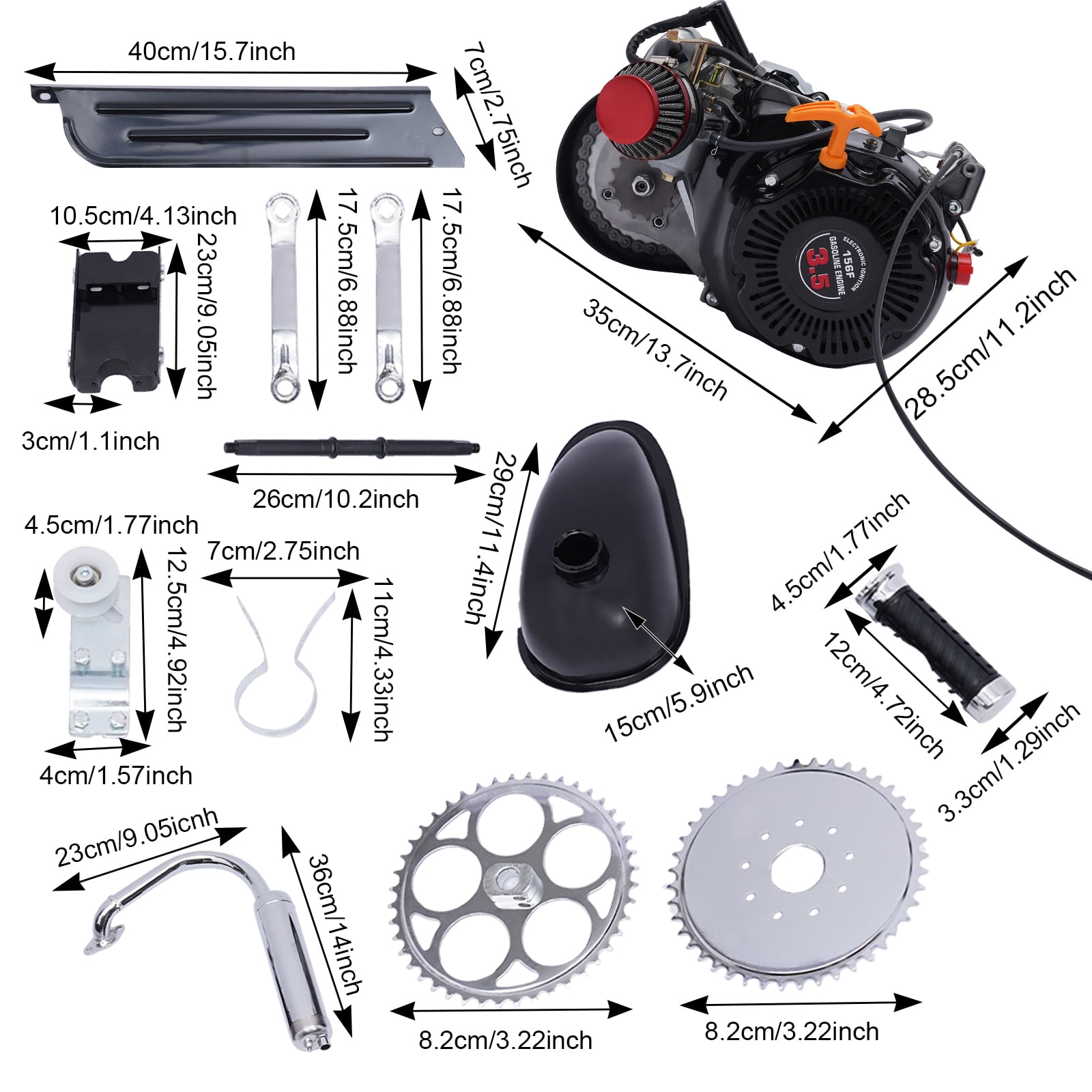 Aiqidi 100cc 4-Stroke Bicycle Engine Conversion Kit Gas Motorized Bike Motor (Silver, 44 lb) tddoa