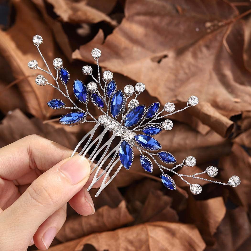 Dalrosia Wedding Hair Comb Crystal Rhinestone Bridal Headpiece (Silver, 4 in) r6geh