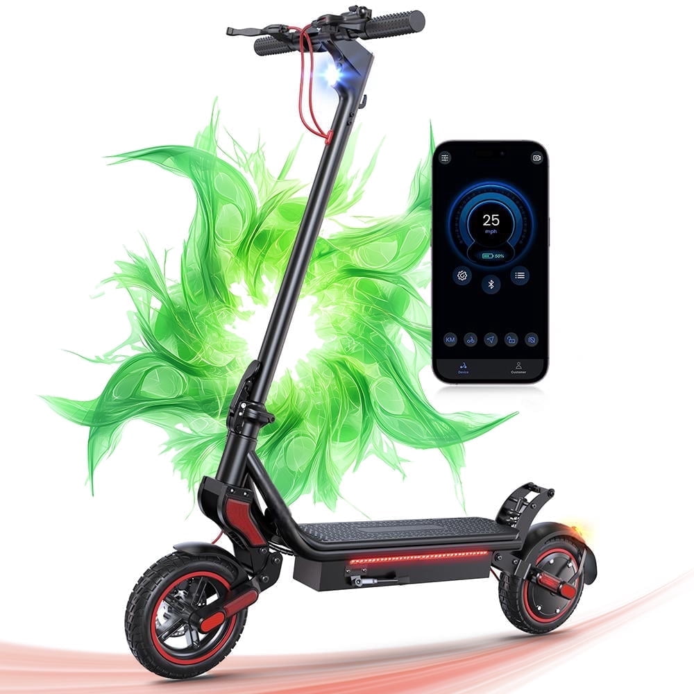 iScooter Electric Scooter for Adults, 750W Foldable Commuter E-Scooter with Turn Signals, 28-mile Range, 24.9 MPH Top Speed (Black, 10 in Tires) oxob8