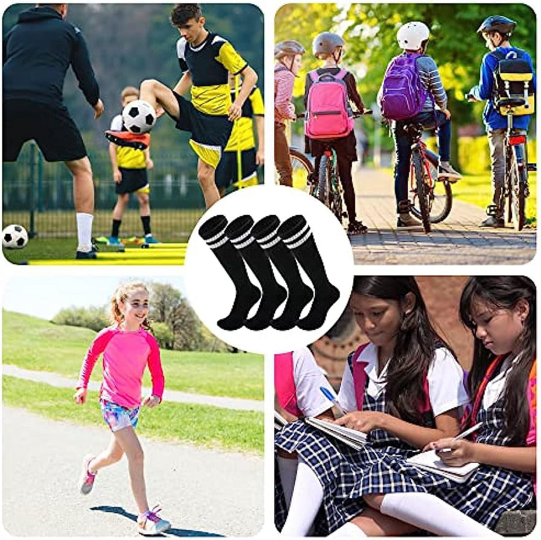 Totowood Kids Football Socks Breathable Athletic Soccer Training Gear (Black, 2 Pair Pack) 3o2ft