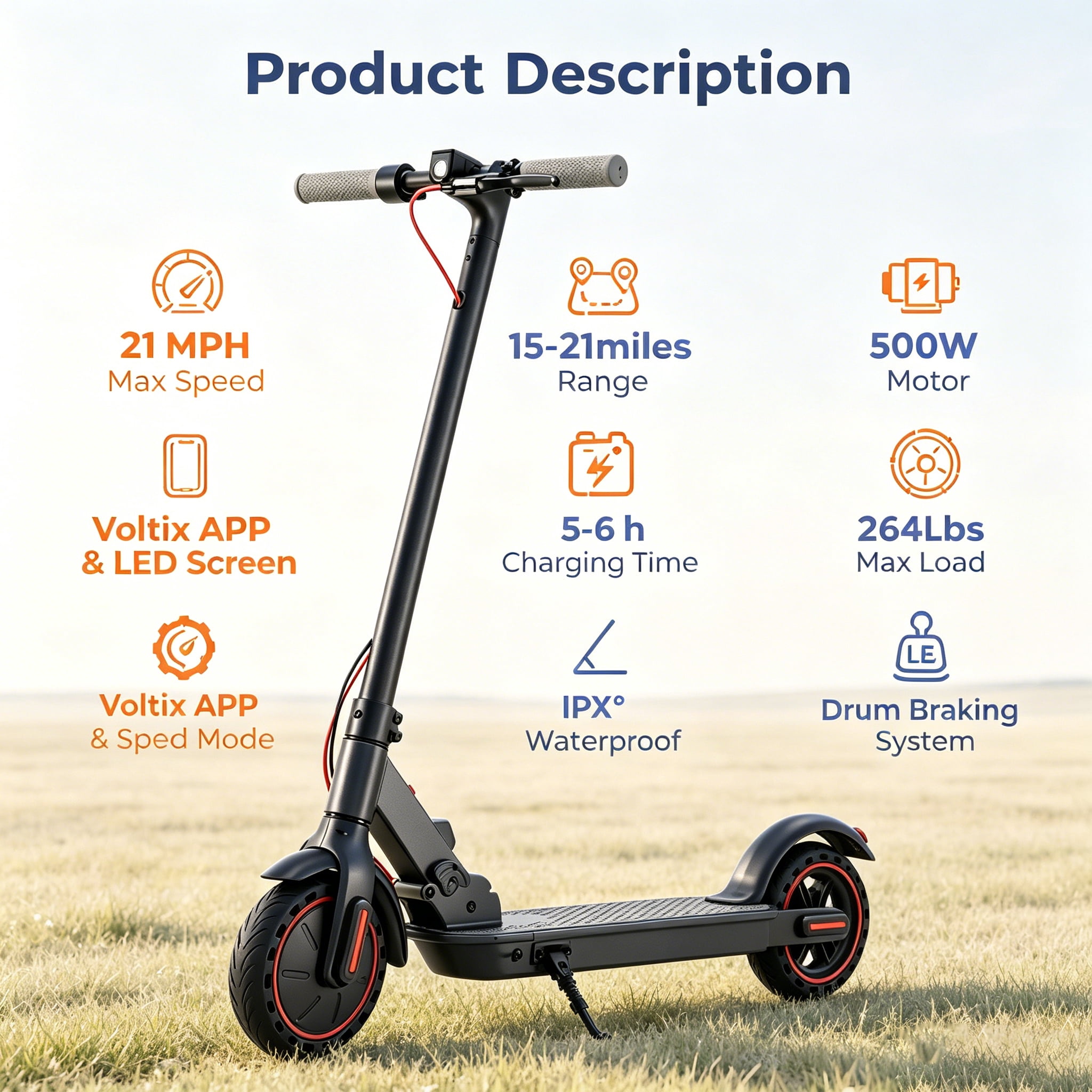 iScooter Foldable Electric Scooter for Commuters, 500W Motor, 19 Mile Range, 8.5 in Solid Tires (Grey) hxpz0
