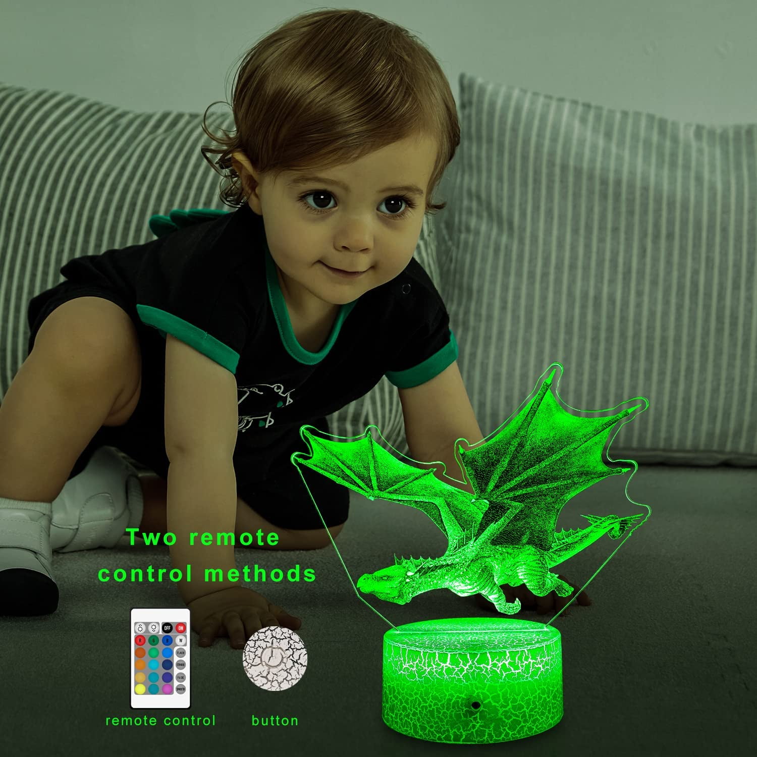 Ysitian Dragon Night Light for Kids, LED Bedside Lamp with Remote & Smart Touch (7 Colors, 1 Pack) squwf
