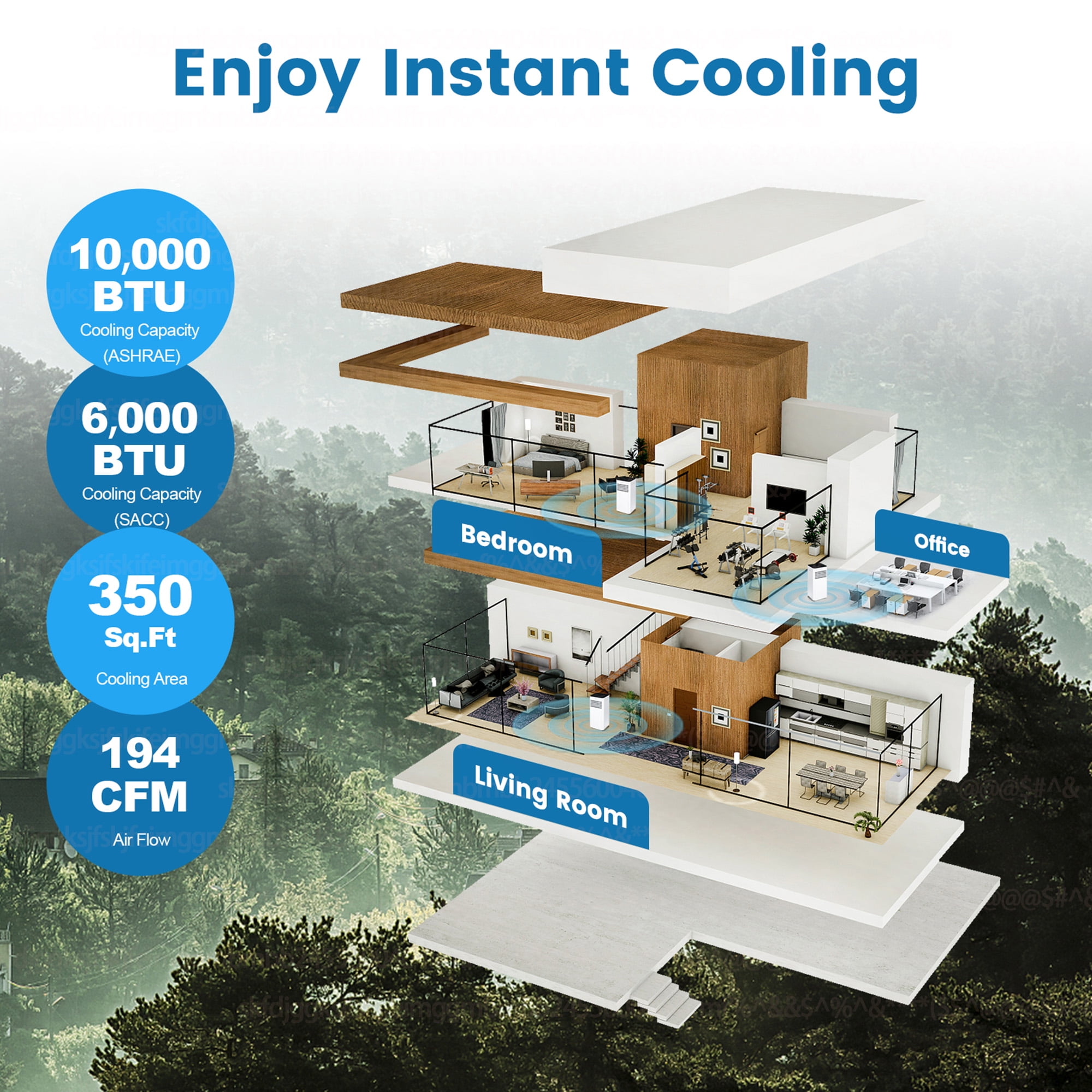 Costway Portable Air Conditioner 10000 BTU 4-in-1 Cooling Fan Dehumidifier with Remote Control (White, 350 sq.ft) gl0rg