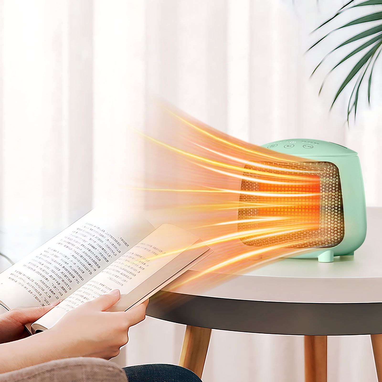 YZEGDCH Portable Electric Space Heater with Adjustable Thermostat and Timer (Green, 1500W) vvudt