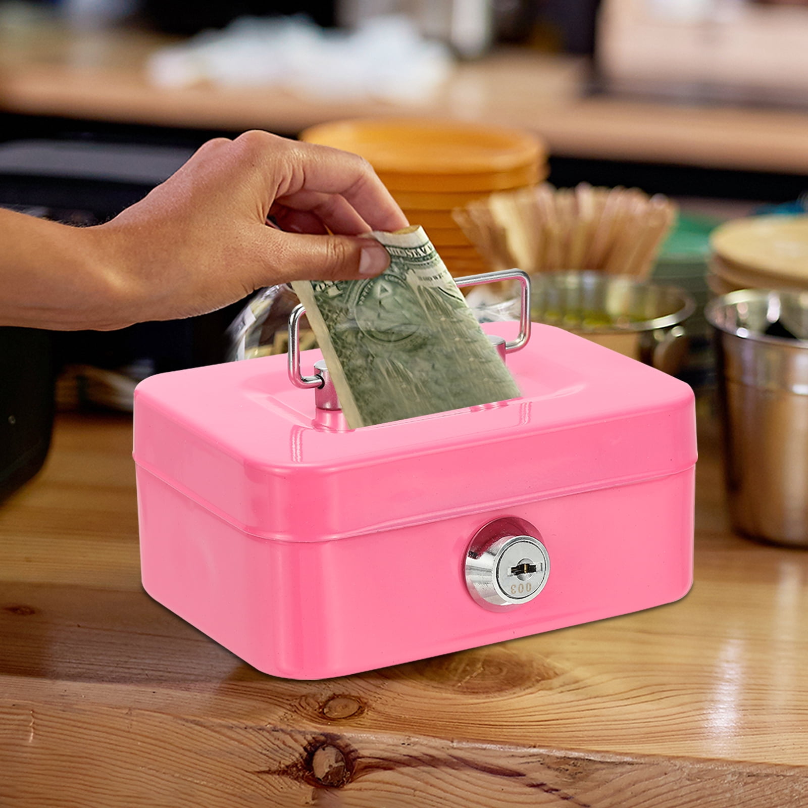 Uxcell Small Metal Cash Box with Security Key Lock for Money Jewelry and Personal Items (Green, 4.5 x 2.3 x 3.4 in) x9q7u