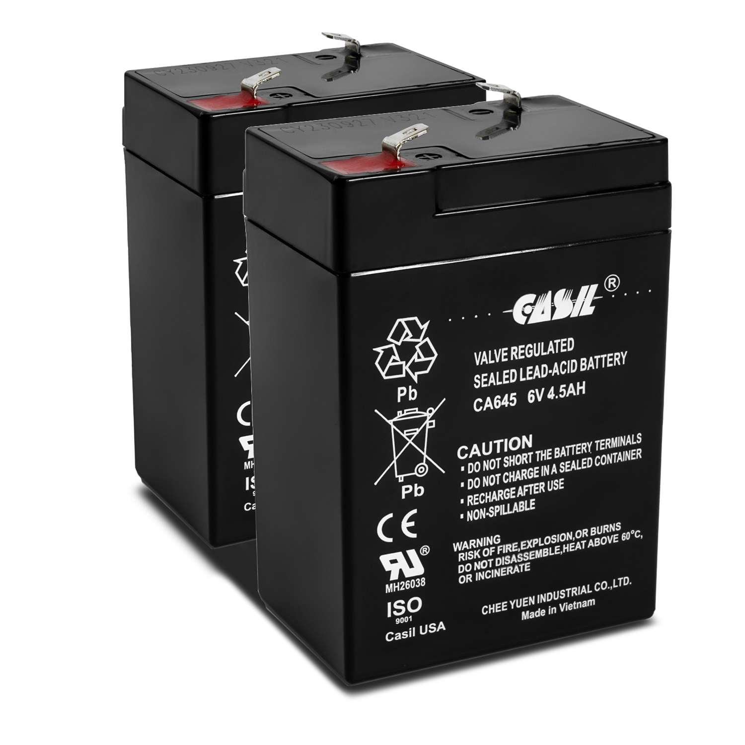 Casil 6V 4.5Ah Rechargeable SLA Battery for Power Wheels and Emergency Lighting (2 Pack) albvx