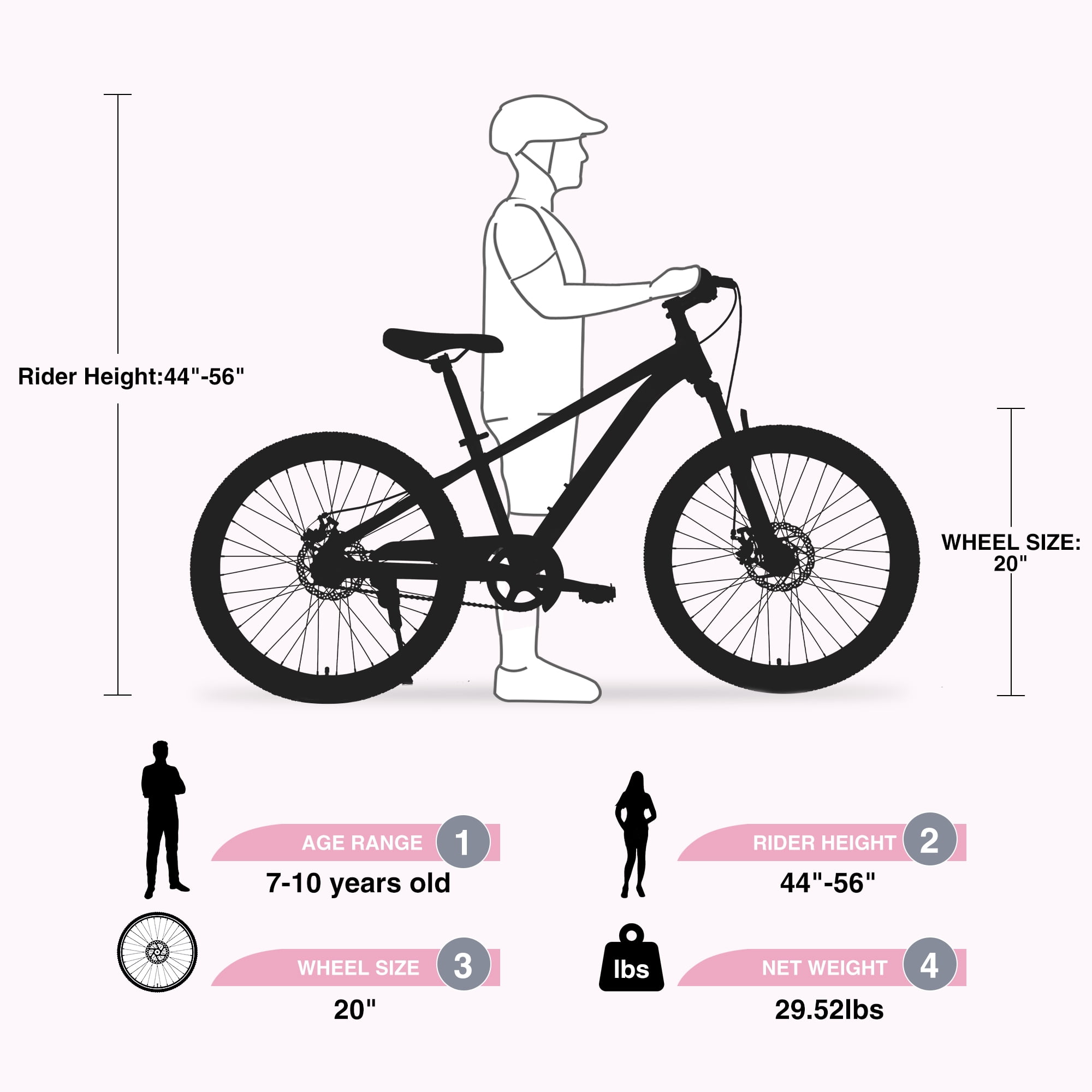 Harmie 20 Inch Mountain Bike Single Speed Steel Frame Commuter Bicycle (White and Pink, 20 in) 6tbpr