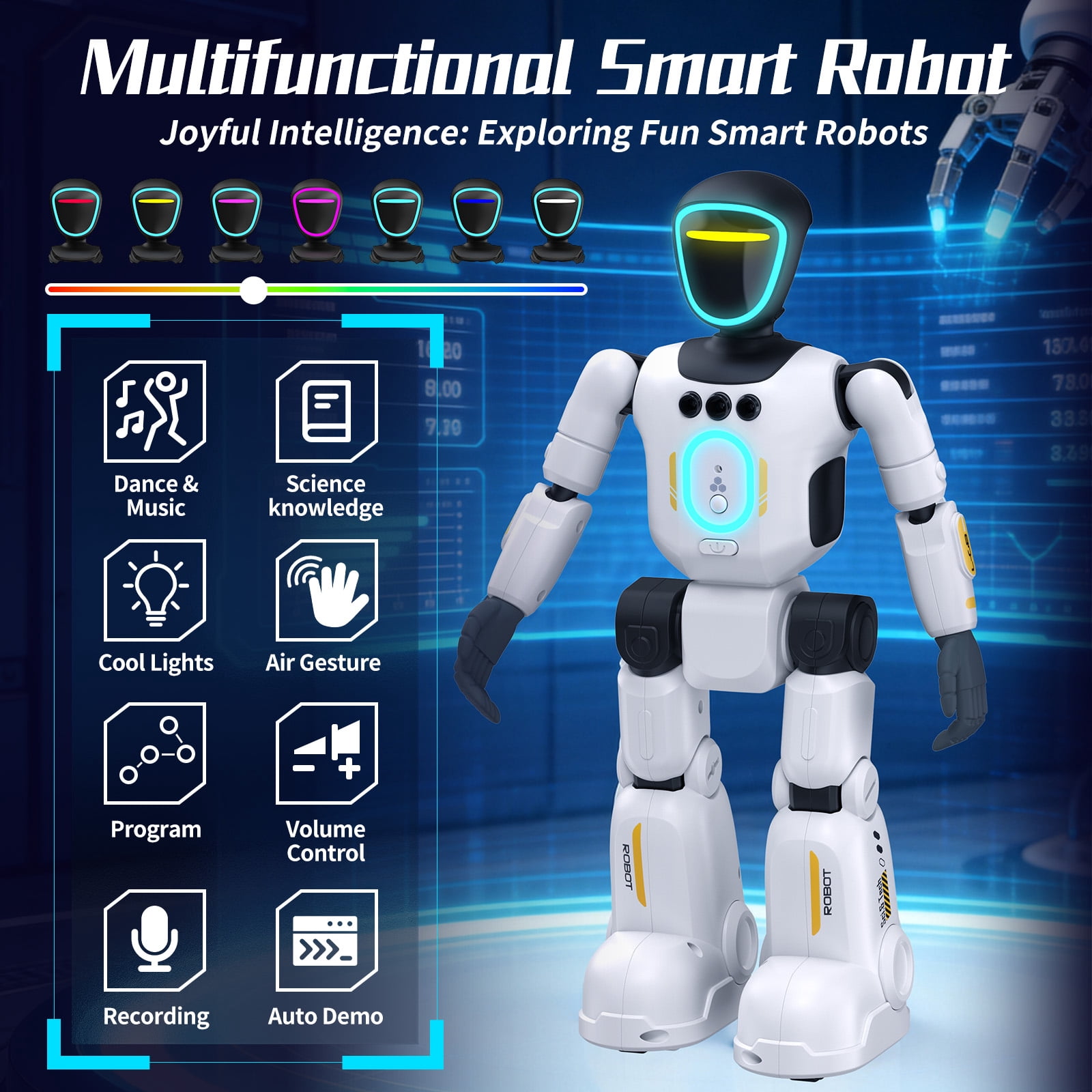 GMDISC Remote Control Robot Toy, Interactive Smart Programmable Robot with Gesture Sensing (White, 10 in) bca7a