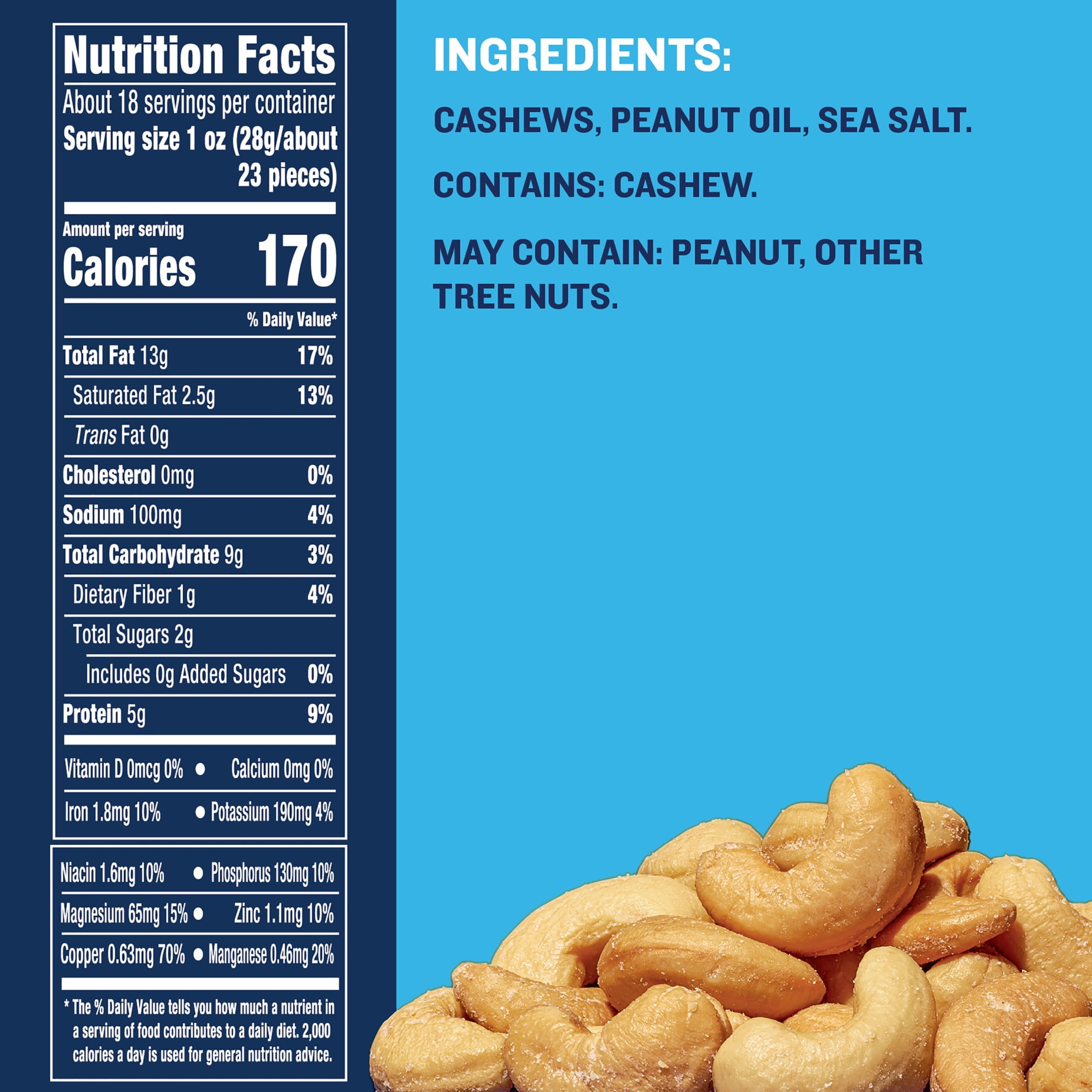 PLANTERS Deluxe Salted Whole Cashews, Roasted Nut Snack, Plant Based Protein (18.25 oz) 554a6