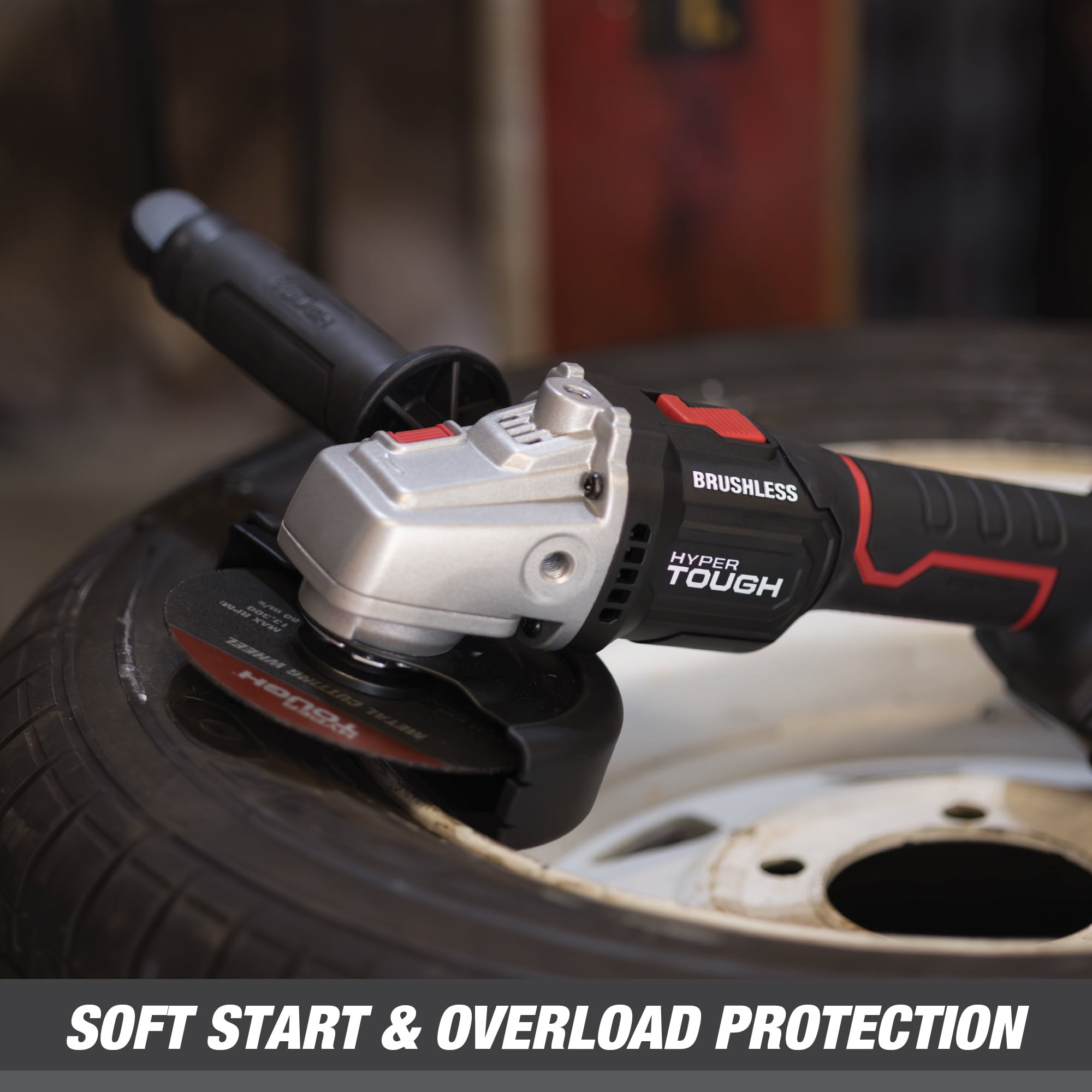 Hyper Tough 20V Max Brushless Cordless Angle Grinder with 4.0Ah Battery and Charger (4.5 in) izxdx