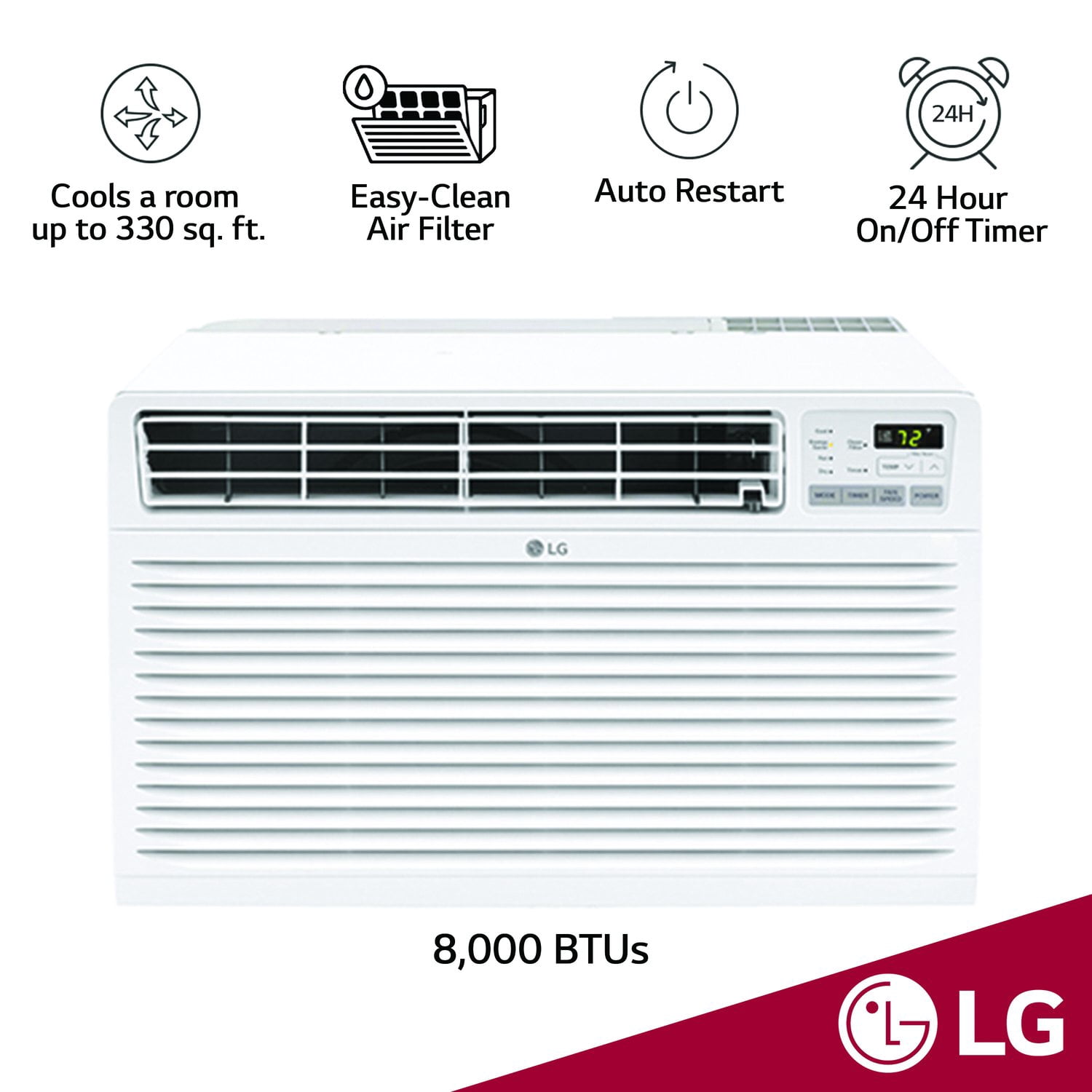 LG 7,800 BTU Through-the-Wall Air Conditioner with Remote Control (White, 330 Sq. ft. Coverage) jsvdj