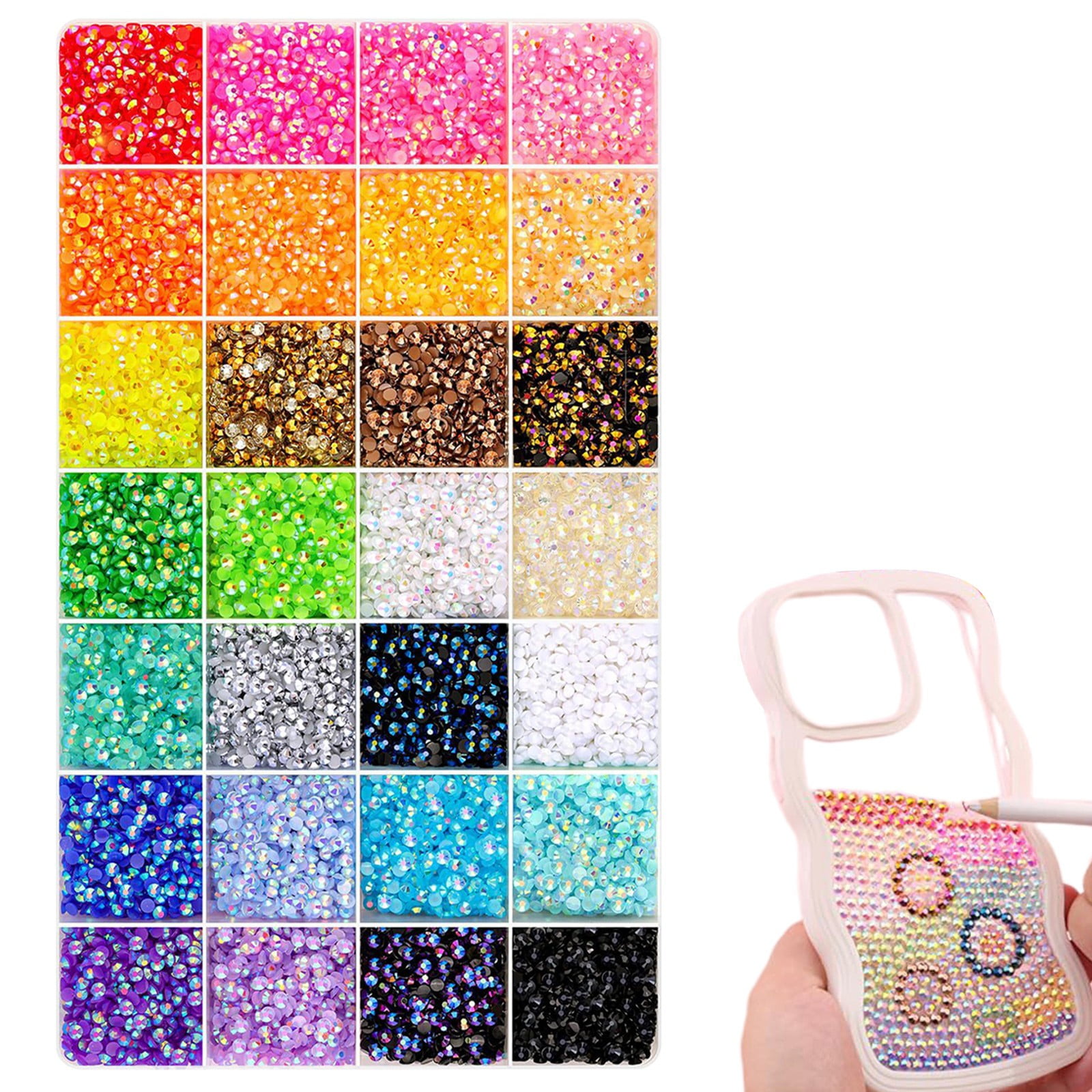 Juaoua 32000 Pcs Resin Flatback Rhinestone Kit for DIY Crafts and Jewelry Making (40 Colors, 3mm) l5pm6