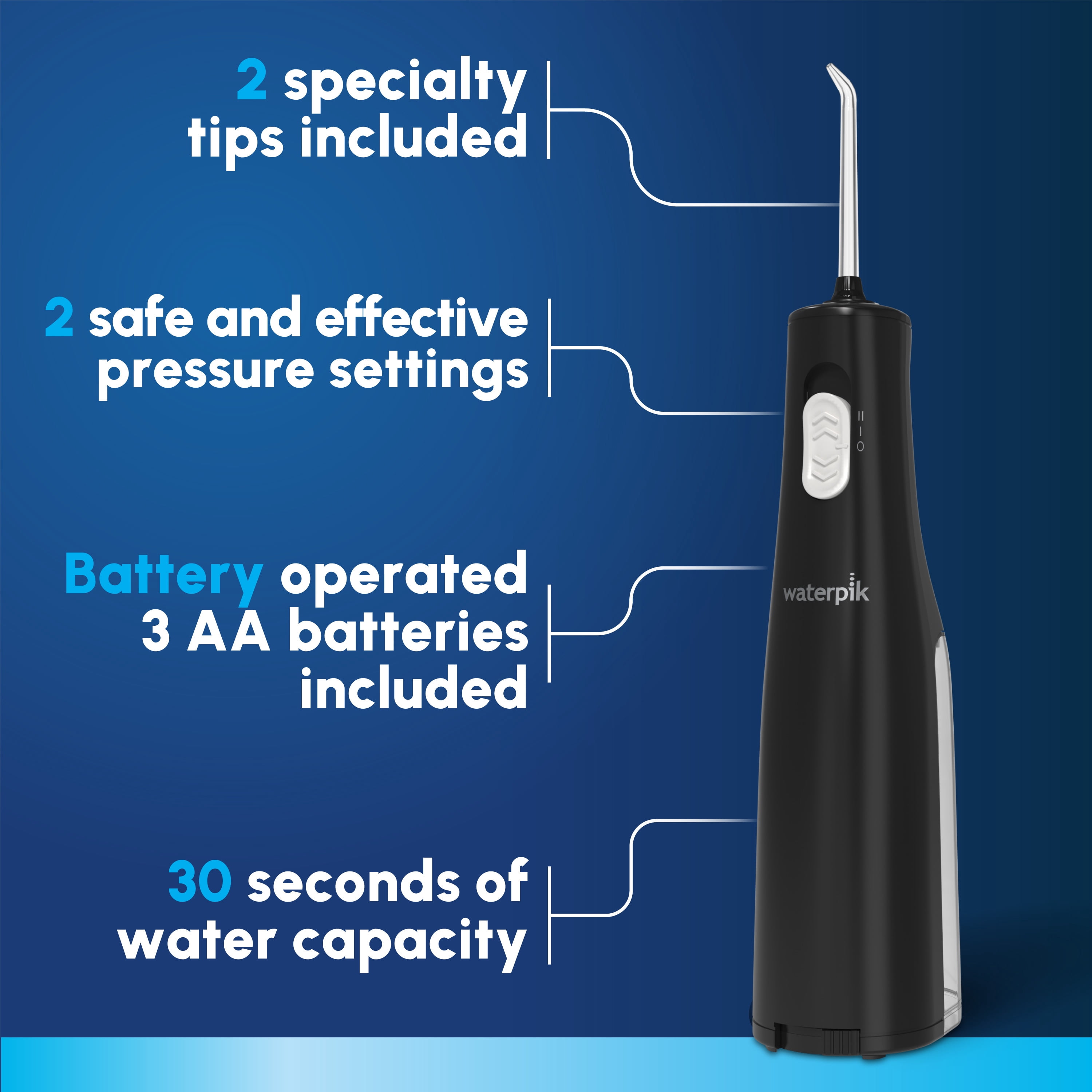 Waterpik Cordless Express Portable Water Flosser, Battery Operated Oral Irrigator (Black, 5 oz Reservoir) 013fi