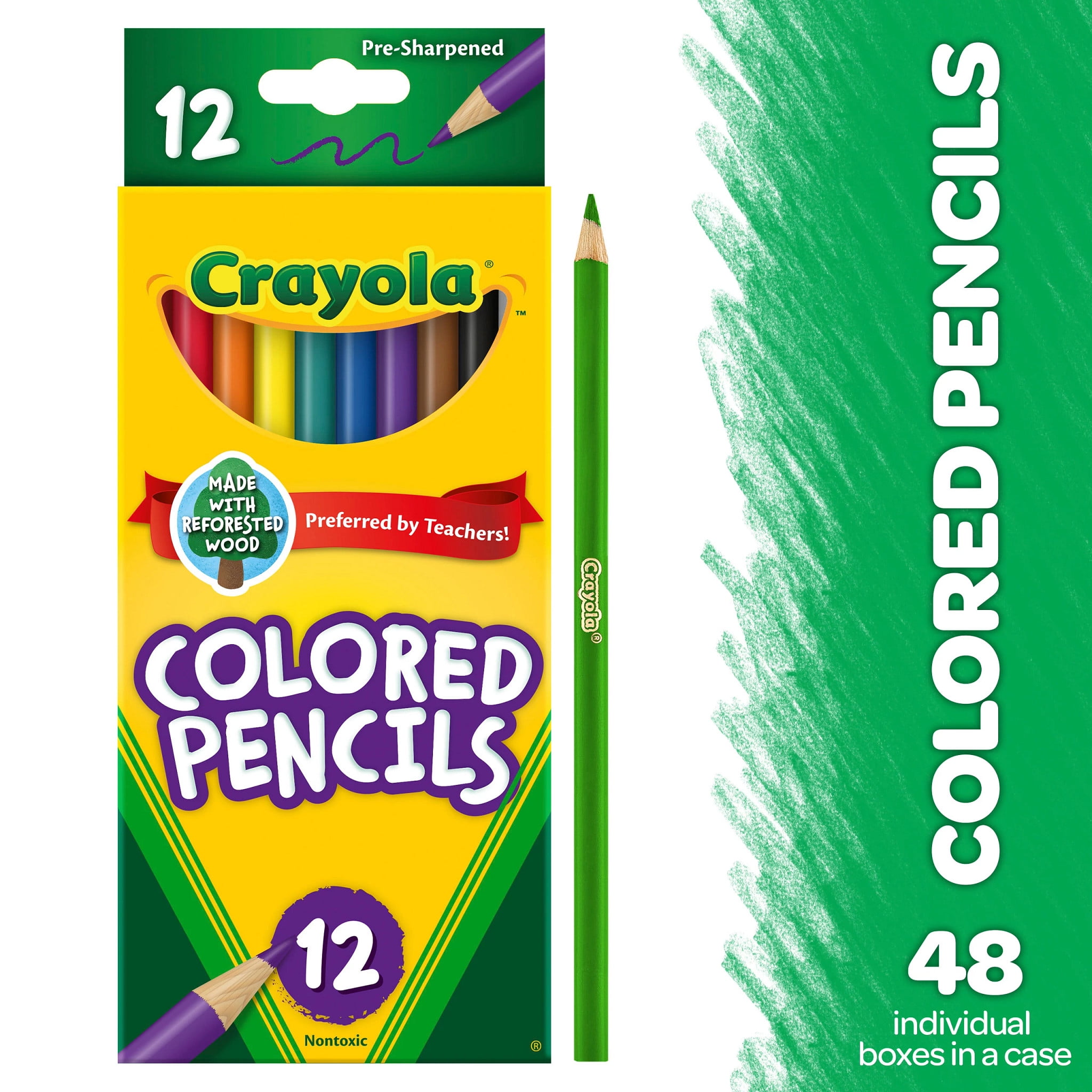 Crayola Colored Pencils, Pre-sharpened Drawing Art Supplies, Assorted Colors (48 Packs, 12 Count Each) sz9if