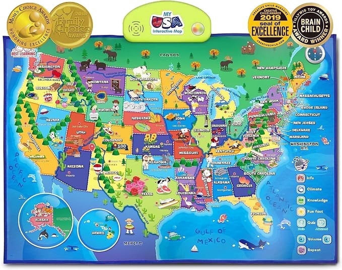 BEST LEARNING Interactive USA Map Electronic Talking Poster (Blue, 31 in x 21 in) 9xff1