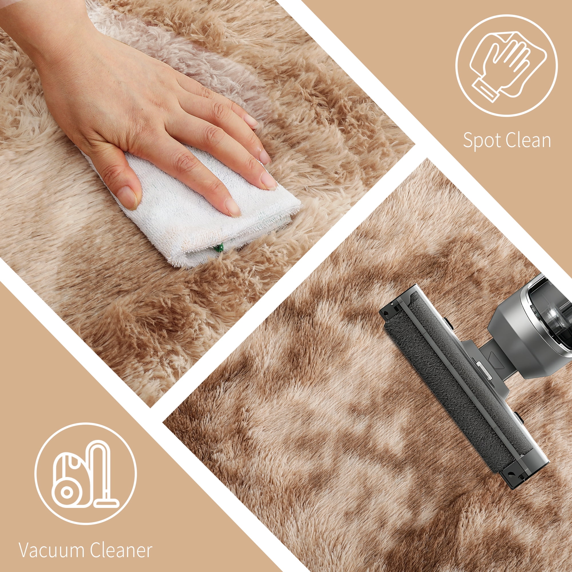 Cozydesg Soft Fluffy Area Rug, Modern Shaggy Velvet Floor Mat for Living Room and Bedroom (Beige, 8 ft x 10 ft) 3qz4p