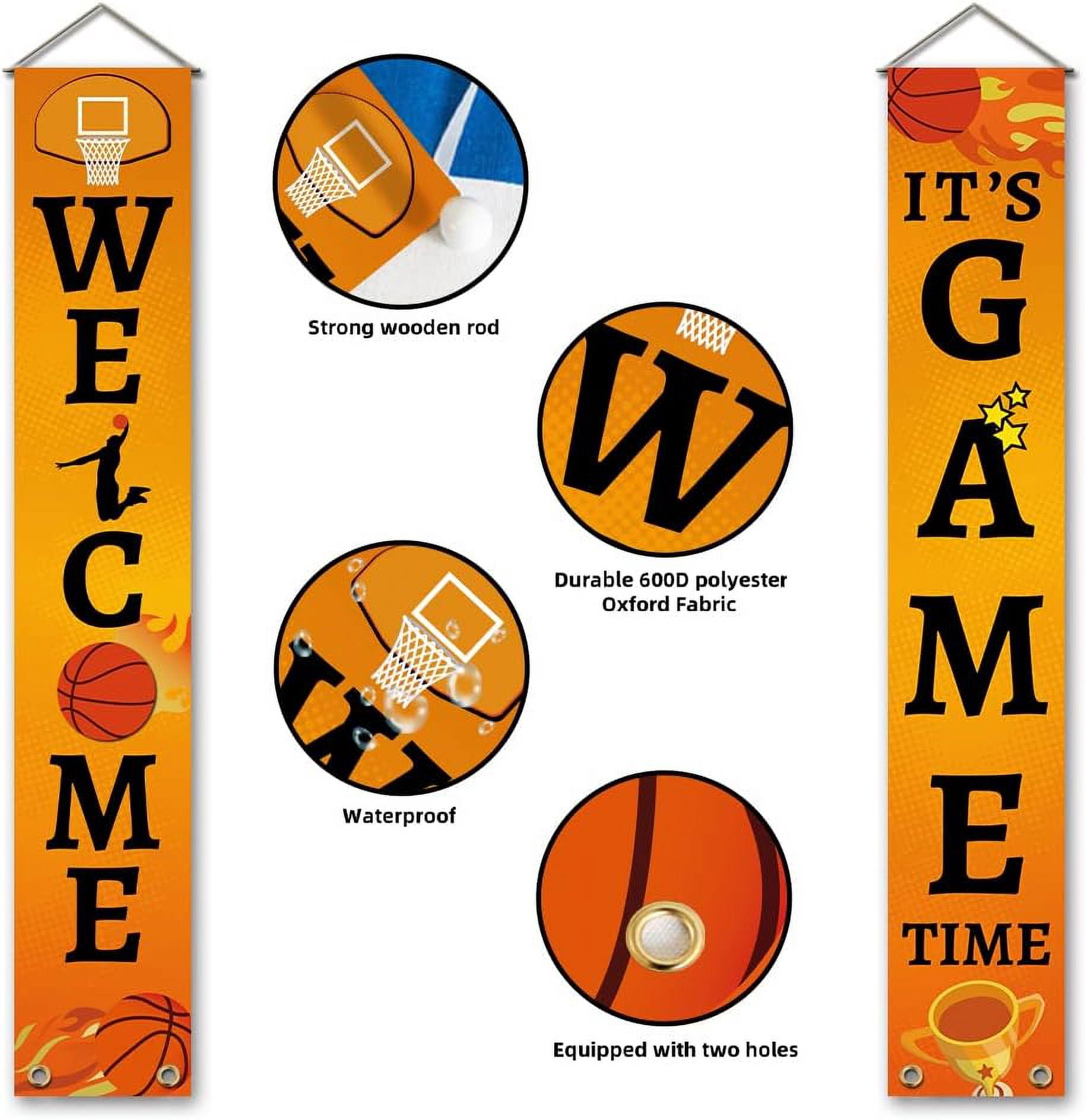 Generic Basketball Welcome Porch Banner Set (Orange, 11.8 in x 70.9 in) fuwjr