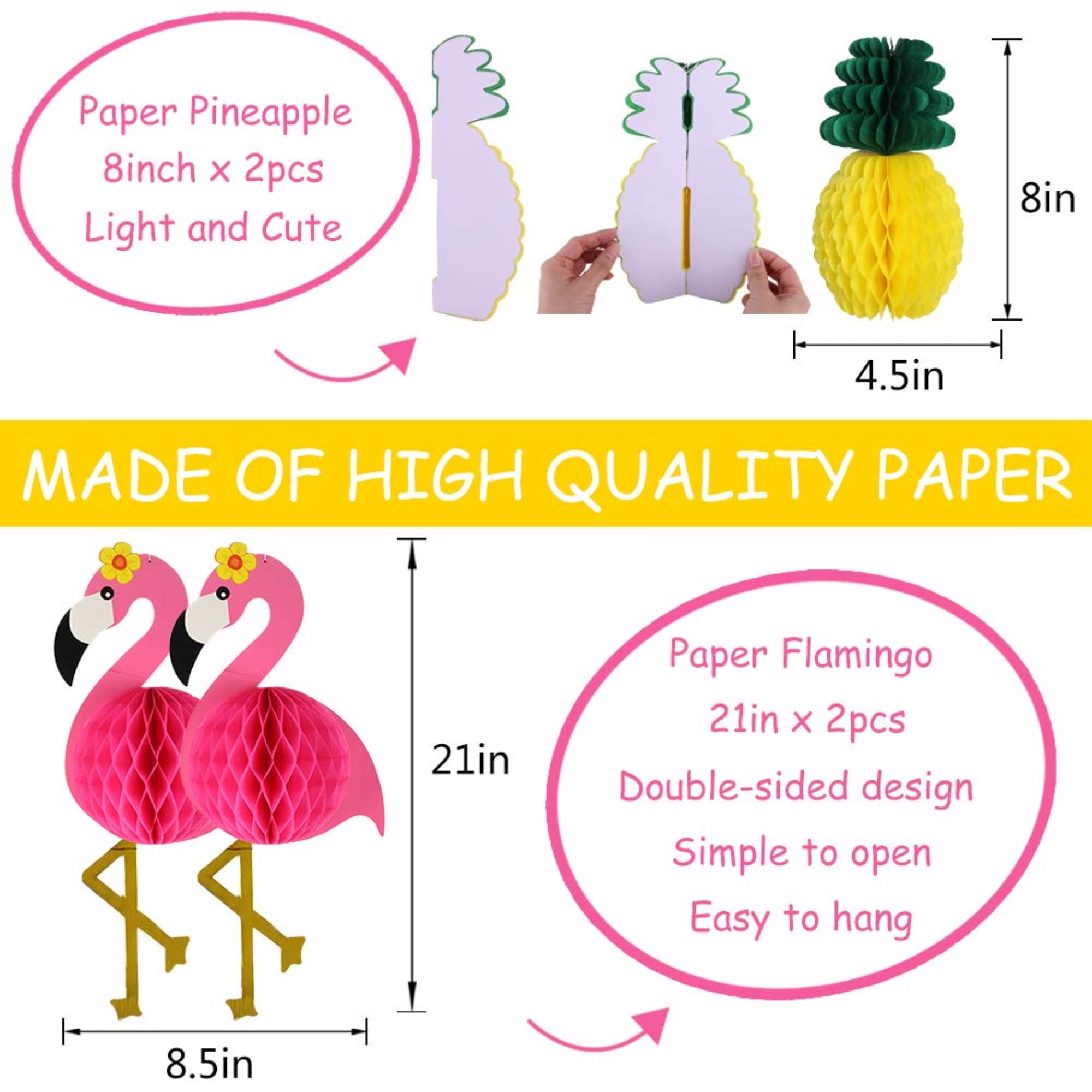 YangJin Tropical Luau Party Decorations Set, Flamingo and Pineapple Theme for Summer Beach Birthdays (13 Piece Set) 6iatj