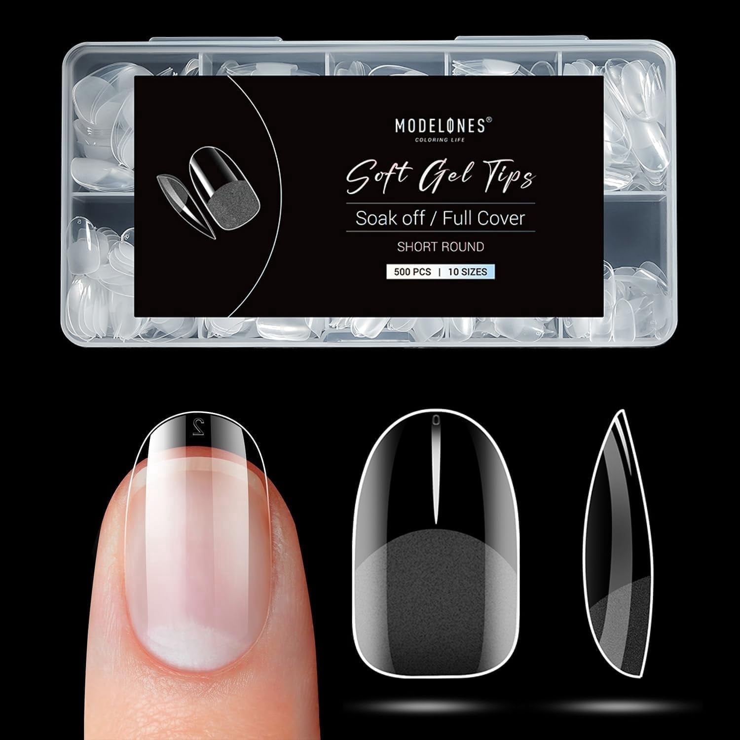 Modelones Extra Short Oval Round Nail Tips (Clear, 510 Pcs) fm1pe