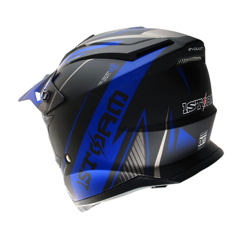 1Storm Adult Motocross Helmet for ATV BMX Dirt Bike Racing (Storm Blue, Large) m65dr