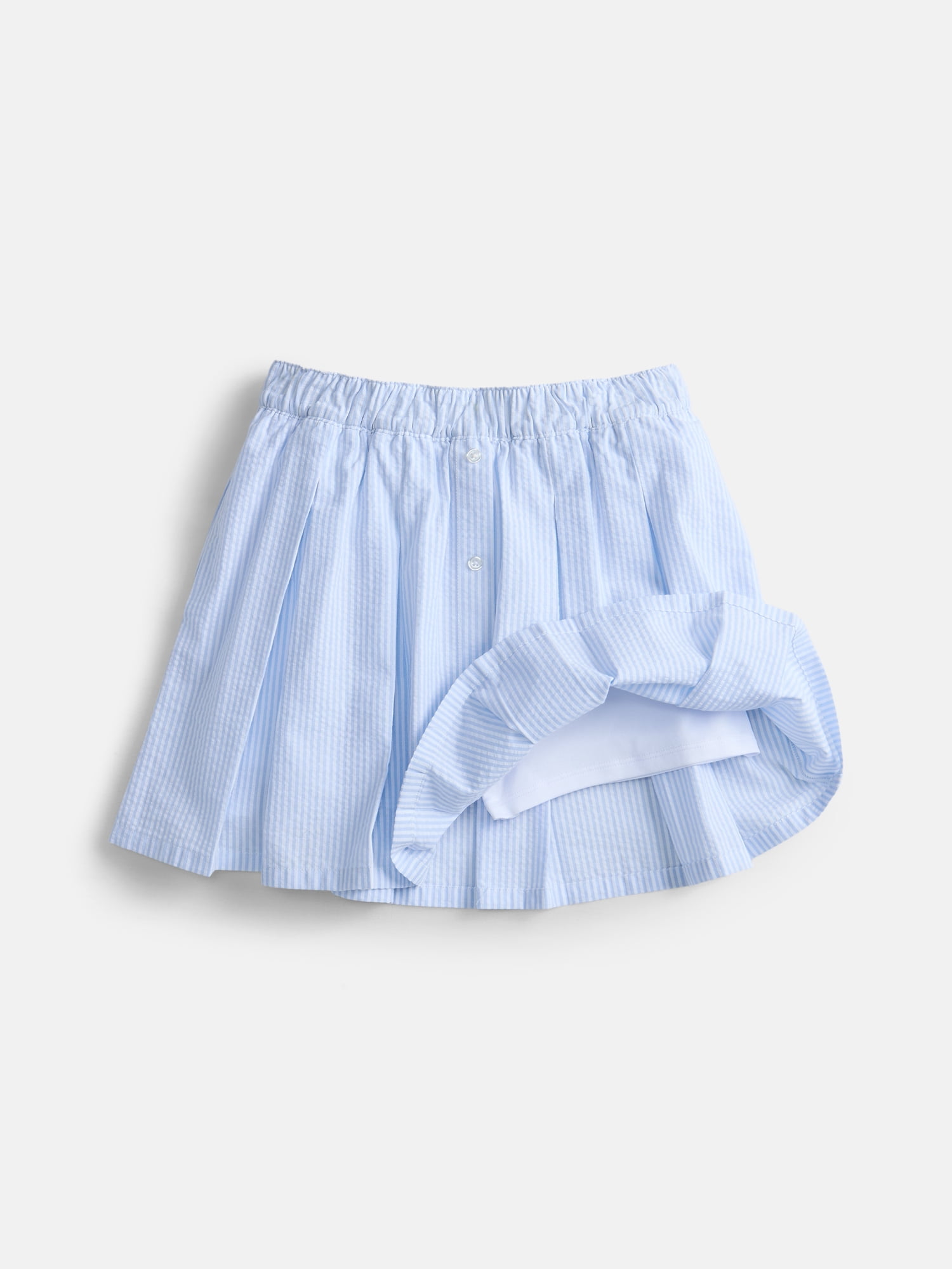 Weekend Academy Girls Striped Pleated Skirt with Built-in Shorts (Blue, Size 4-18) 2c0br