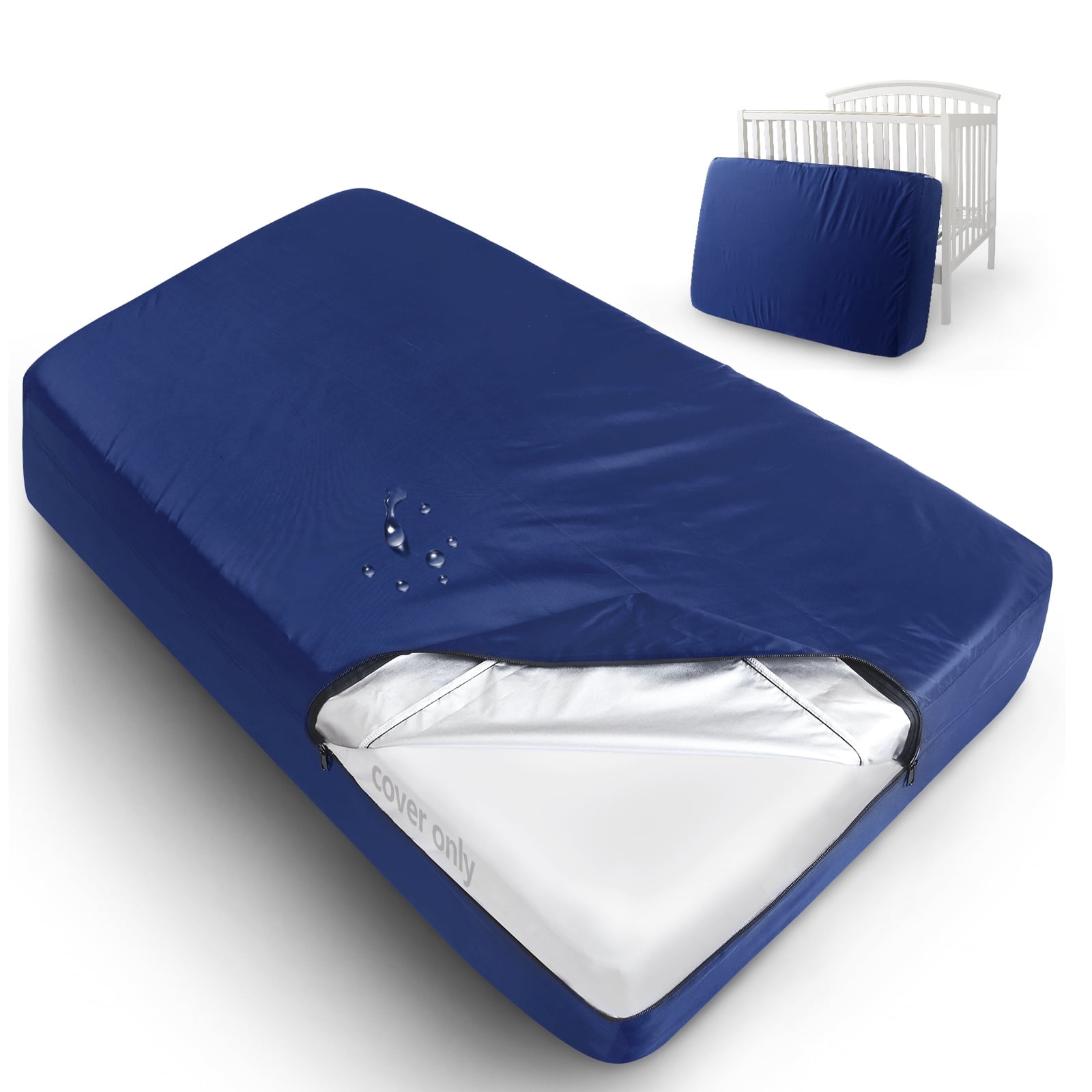 Biloban Crib Mattress Moving Bag, Heavy Duty Waterproof Storage Cover with Strong Zipper (Navy, 52 in x 28 in x 6.5 in) ypktm