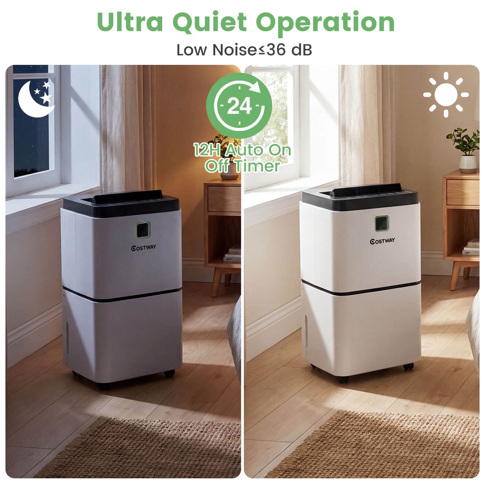 Costway 24 Pint Dehumidifier for Medium Rooms (White, 1500 sq ft) drjbl