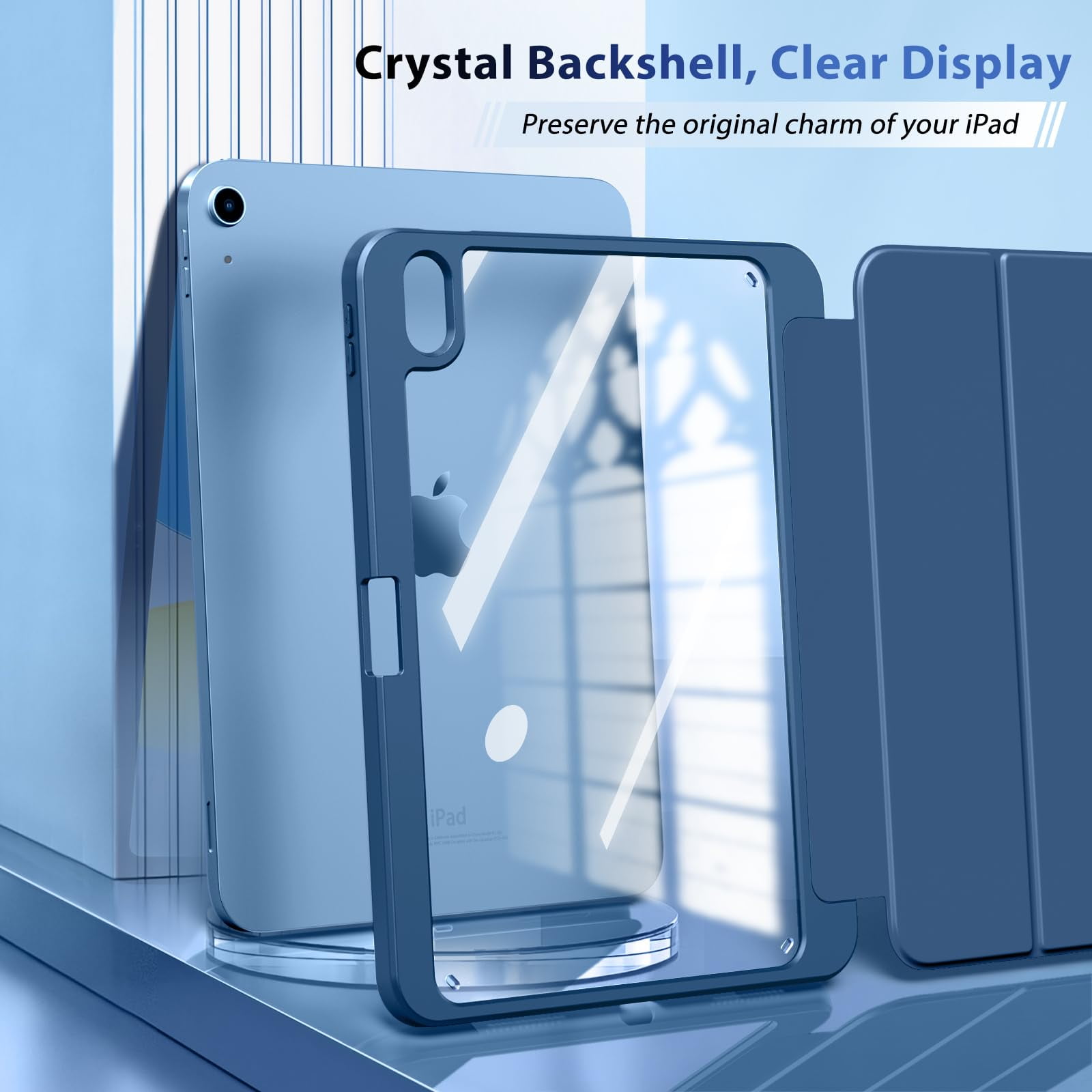 TiMOVO Protective Case for iPad 11th Gen 2025 and 10th Gen 2022, Slim Shockproof Cover with Pencil Holder and Clear Back (Abyss Blue, 11 in) 8j3kv