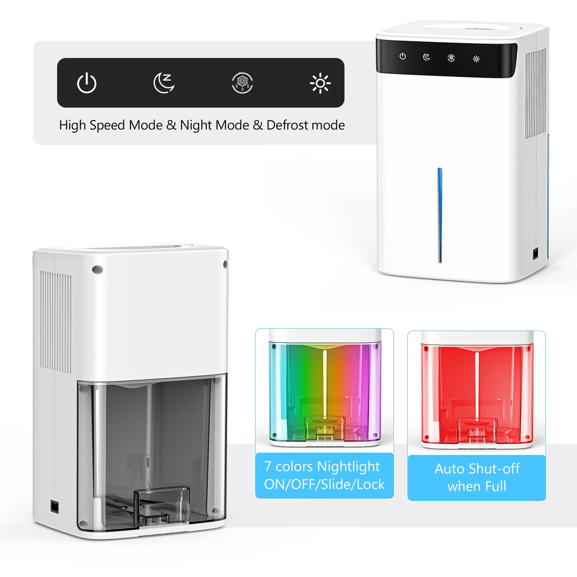 Aootek Electric Dehumidifier for Home, Ultra Quiet Portable Moisture Remover with LED Light (White, 100 fl oz) pmkxr