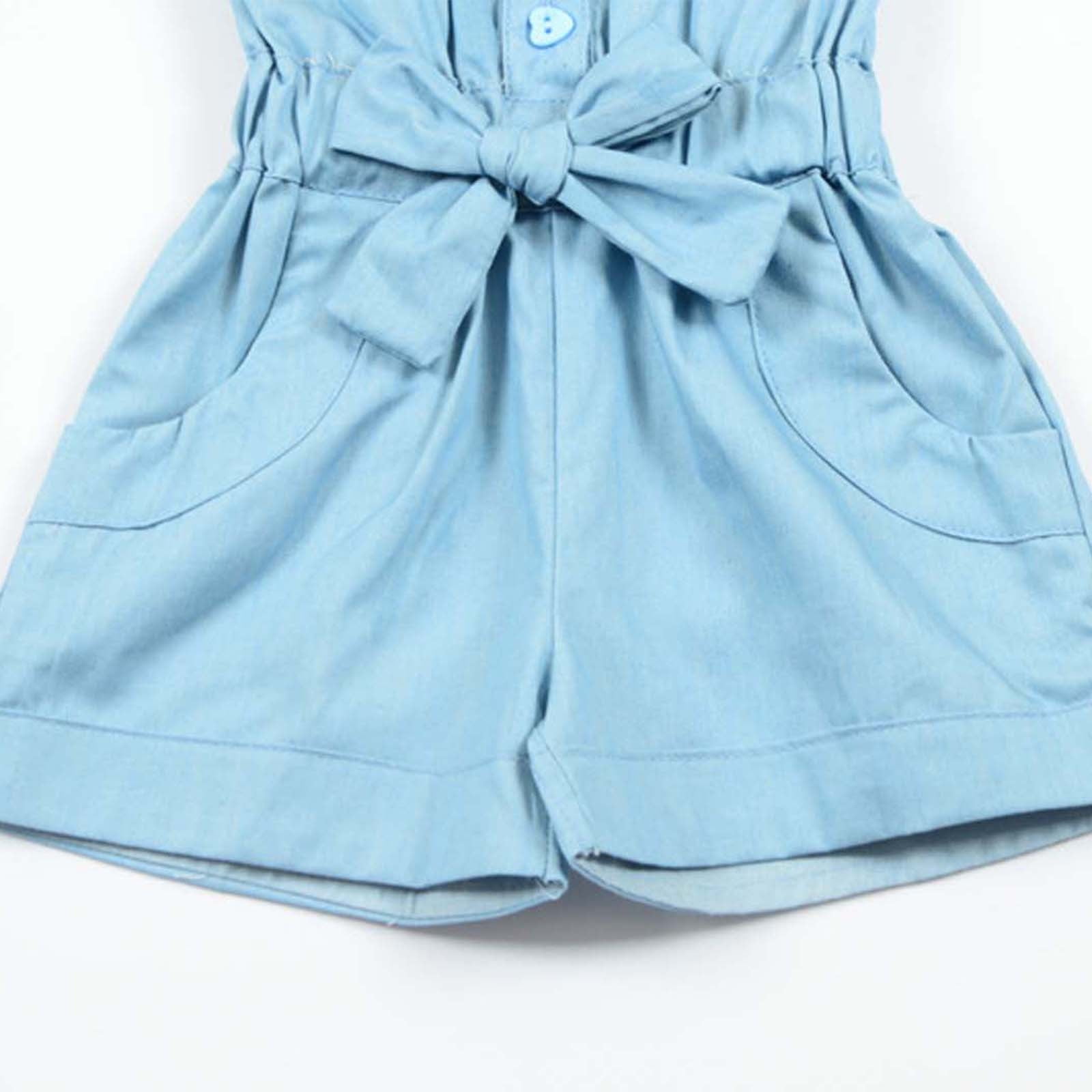 BLVB Toddler Baby Denim Romper Sleeveless Cotton Jumpsuit (Blue, 12-18 Months) 1da6h