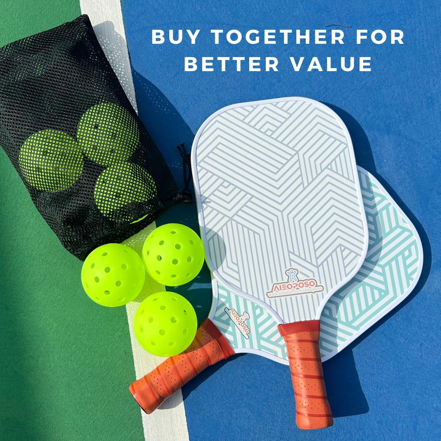 Aieoposo Fiberglass Pickleball Paddle Set with Cover and Wristbands (White, 1 Pack) 6fh86