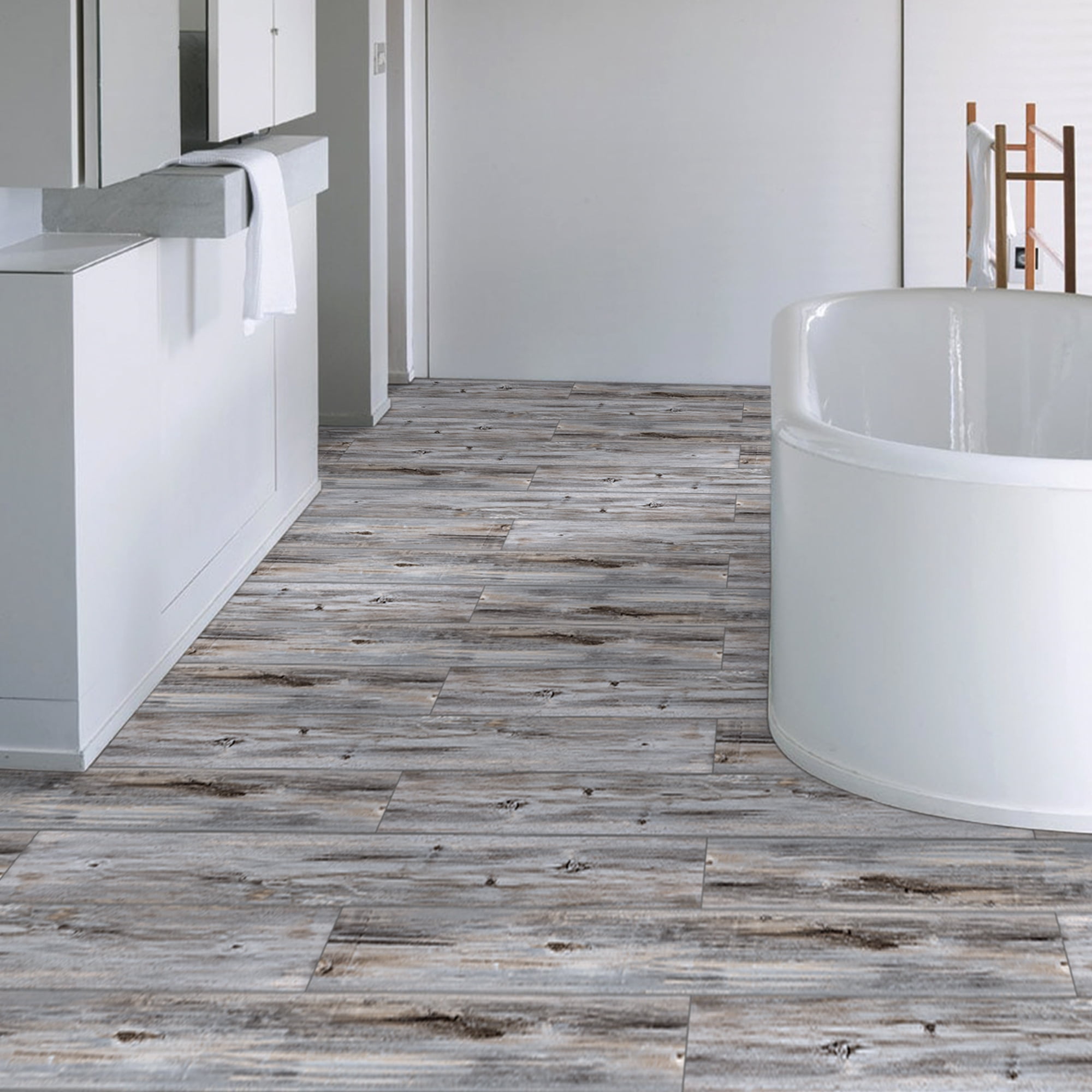 UMIGGEE Peel and Stick Vinyl Floor Tiles, Self-Adhesive Wood Grain Flooring for Home Decor (Multi-color, 10-Pack, 6 in x 35 in) xr6c3
