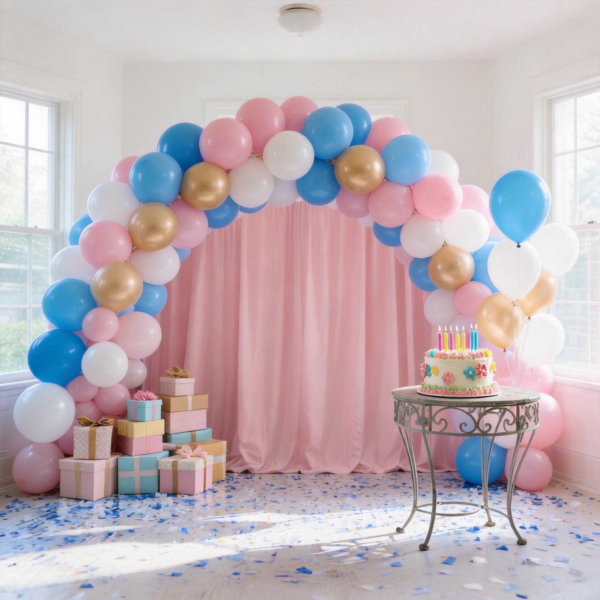Qiameng Pastel Balloon Arch Kit for Gender Reveal and Birthday Party Decorations (Pink, Blue, White, 50 Pack, 12 in) 8wiwo