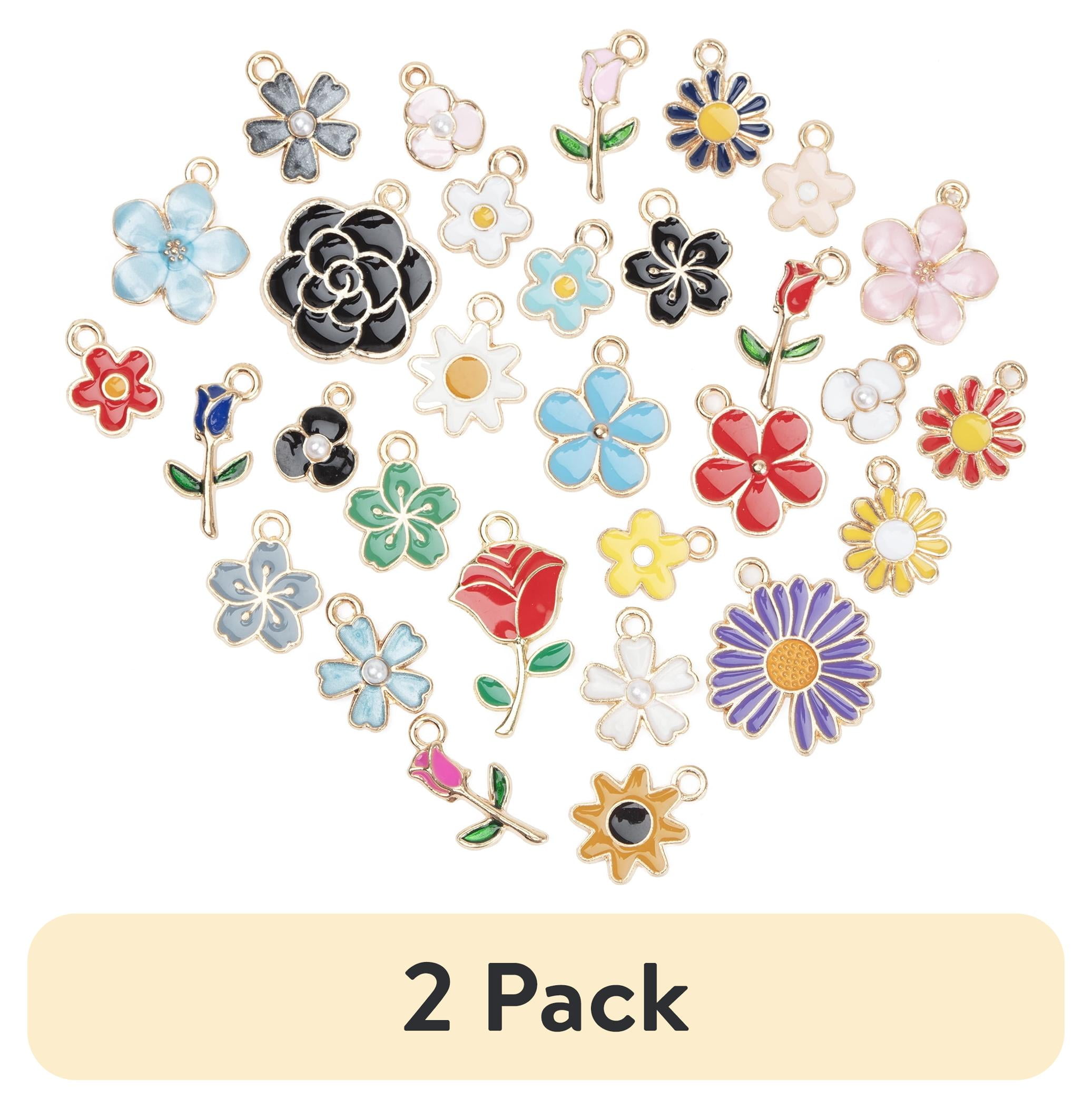 Cousin DIY Enamel Flower Charms for Jewelry Making (Gold, 60 Piece Pack) yy5jp