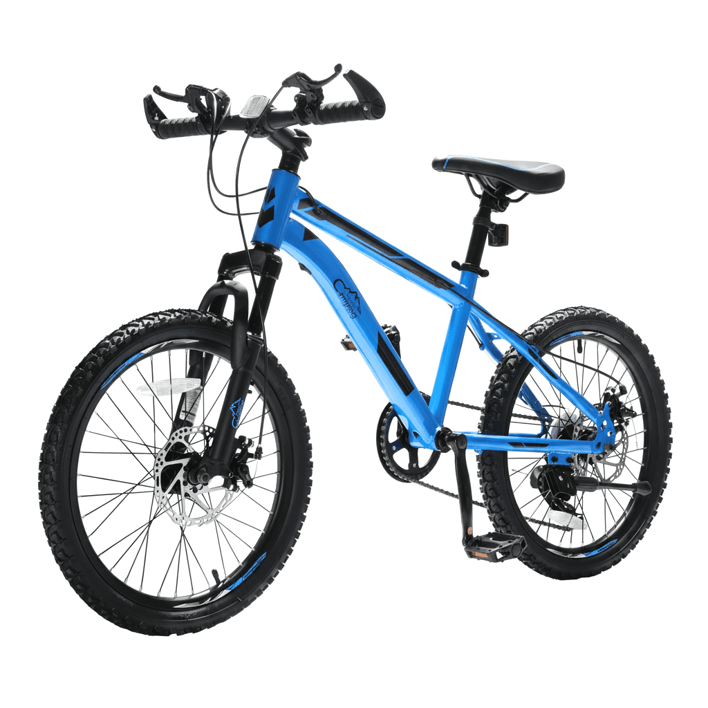 Ktaxon 20 Inch Mountain Bike, 7-Speed Kids Trail Bicycle with Front Suspension and Disc Brakes (Blue, 20 in) jxxix