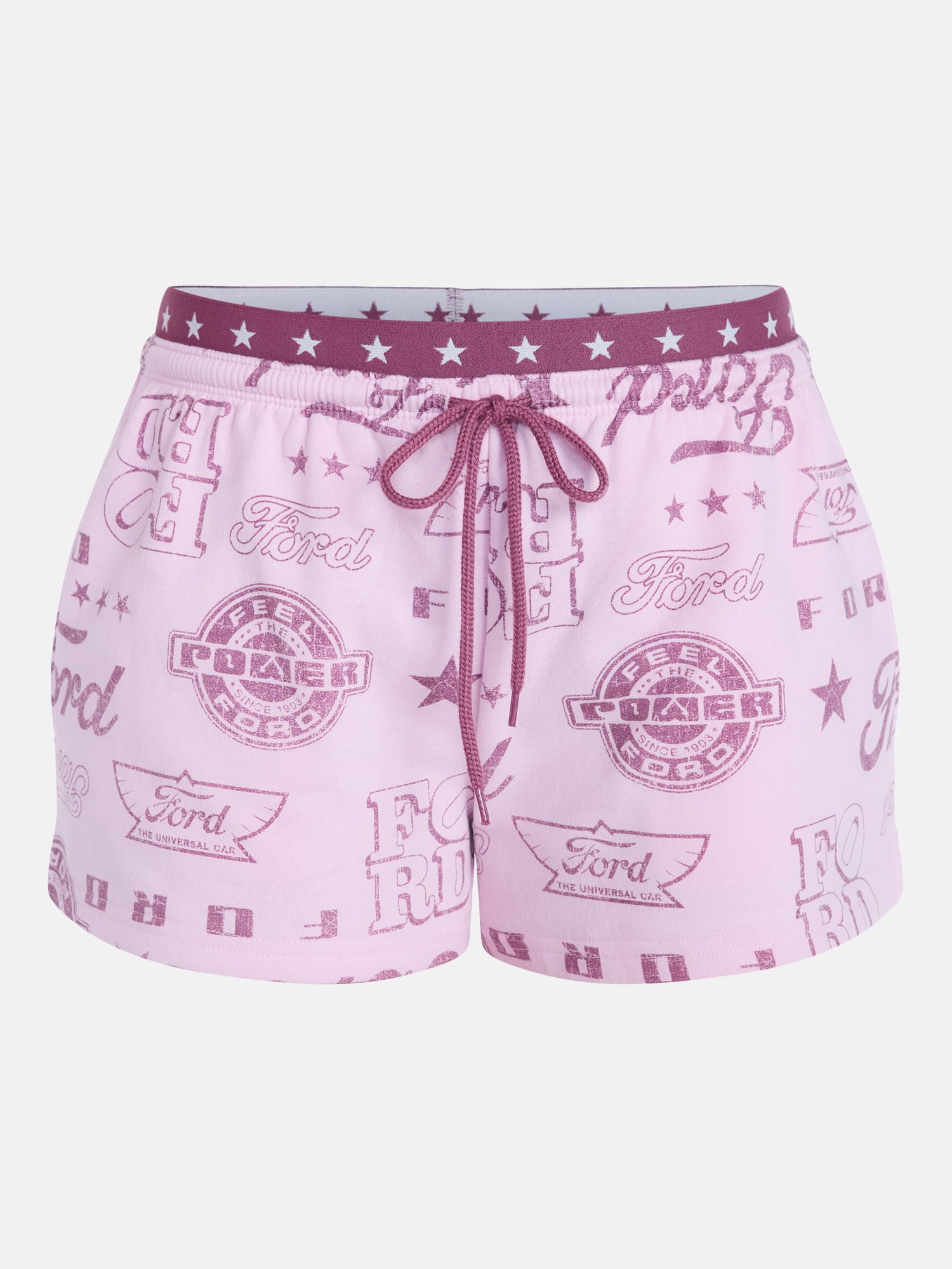 Ford Women's Printed Jacquard Shorts Relaxed Fit Elastic Waistband (Pink, XXS-XXL) gygin