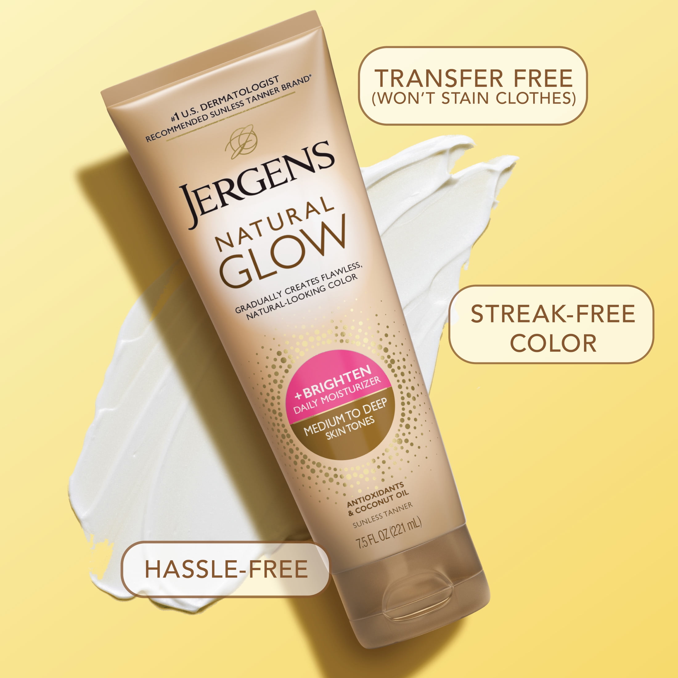 Jergens Natural Glow Daily Moisturizer, Gradual Self Tanner for Medium to Deep Skin Tone (7.5 fl oz) w7t78