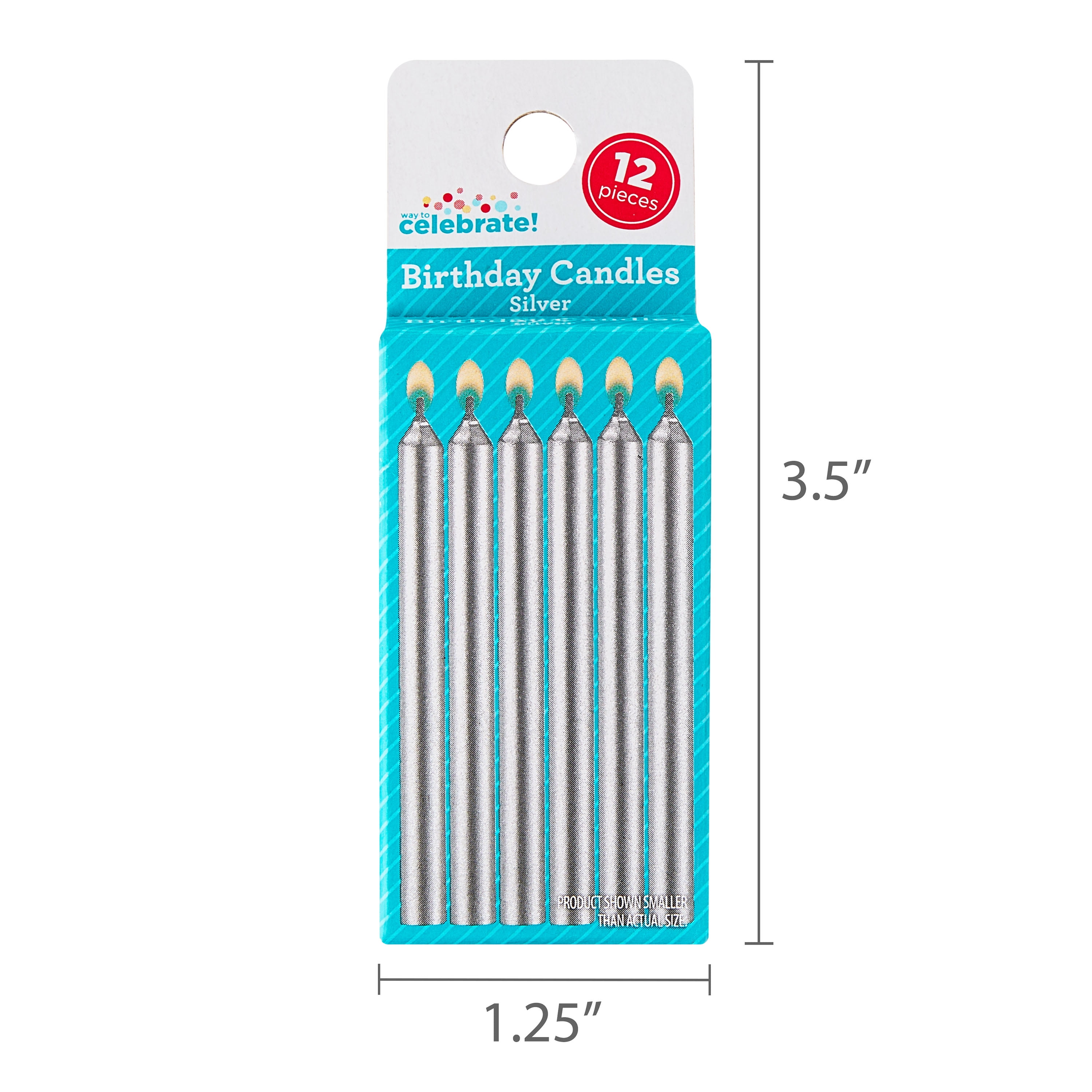 Way To Celebrate Metallic Birthday Candles (Silver, 12 Count) co7zk - Image 5
