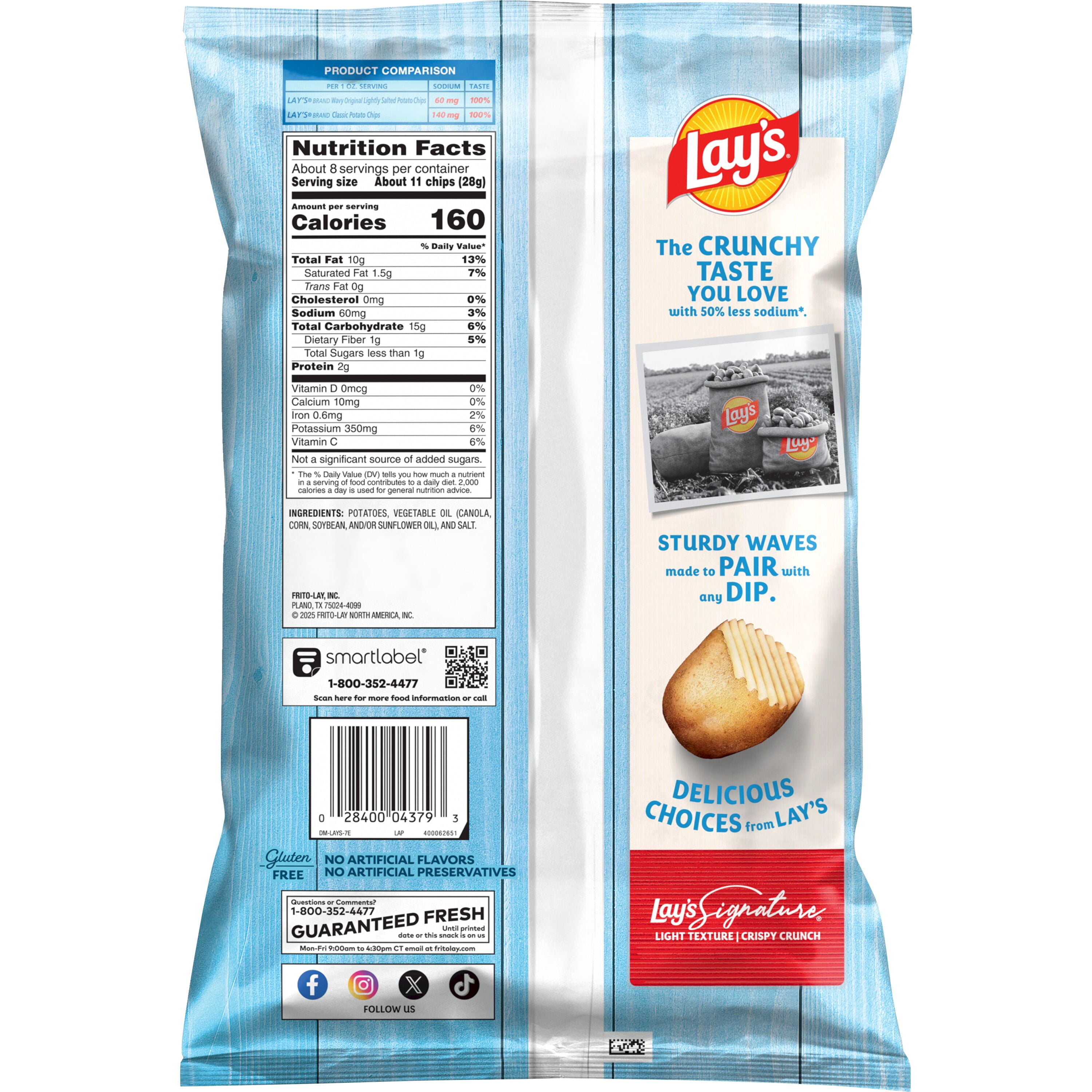 Lay's Wavy Potato Chips Lightly Salted Snack Chips (Original, 7.5 oz) 3llp6